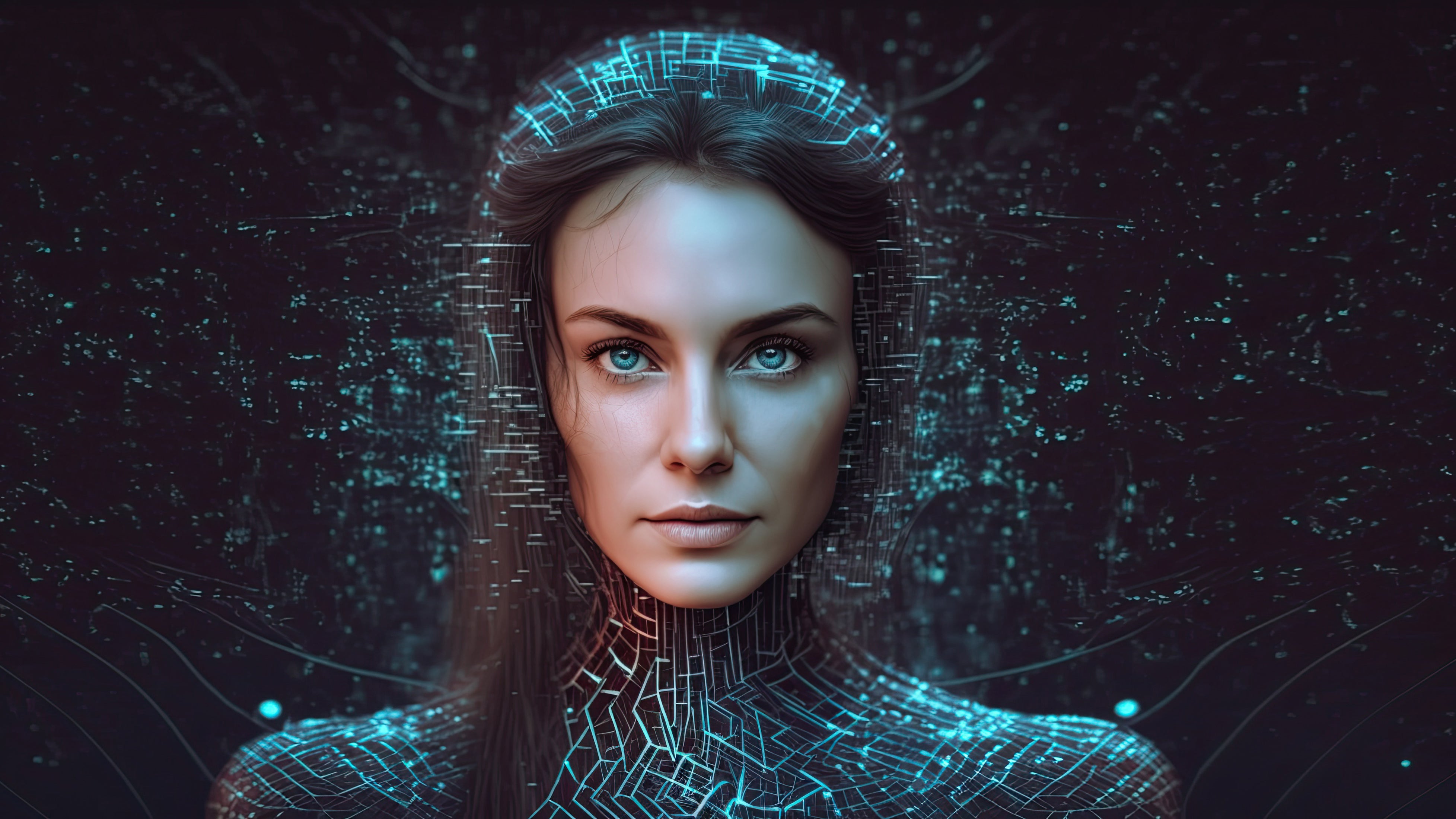 Vinyl Decal,Futuristic AI Cyborg Woman Wall Art Poster Tech Decor, 5 x 7 or 8 x 10 Inch Unframed Pos