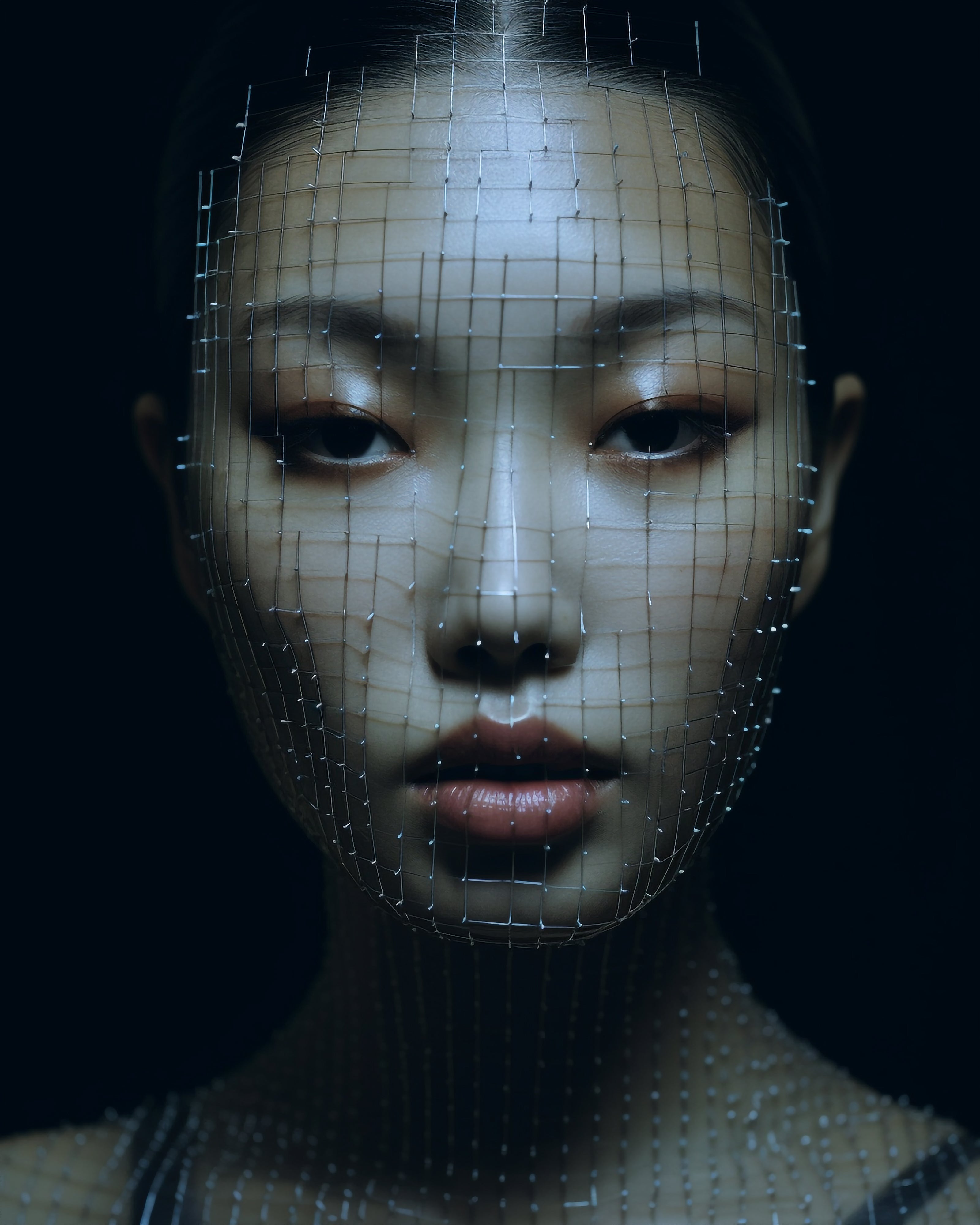 Vinyl Decal,Futuristic Woman Face Mesh Art Print Modern Sci-Fi Wall Decor, 5 x 7 or 8 x 10 Inch Unfr