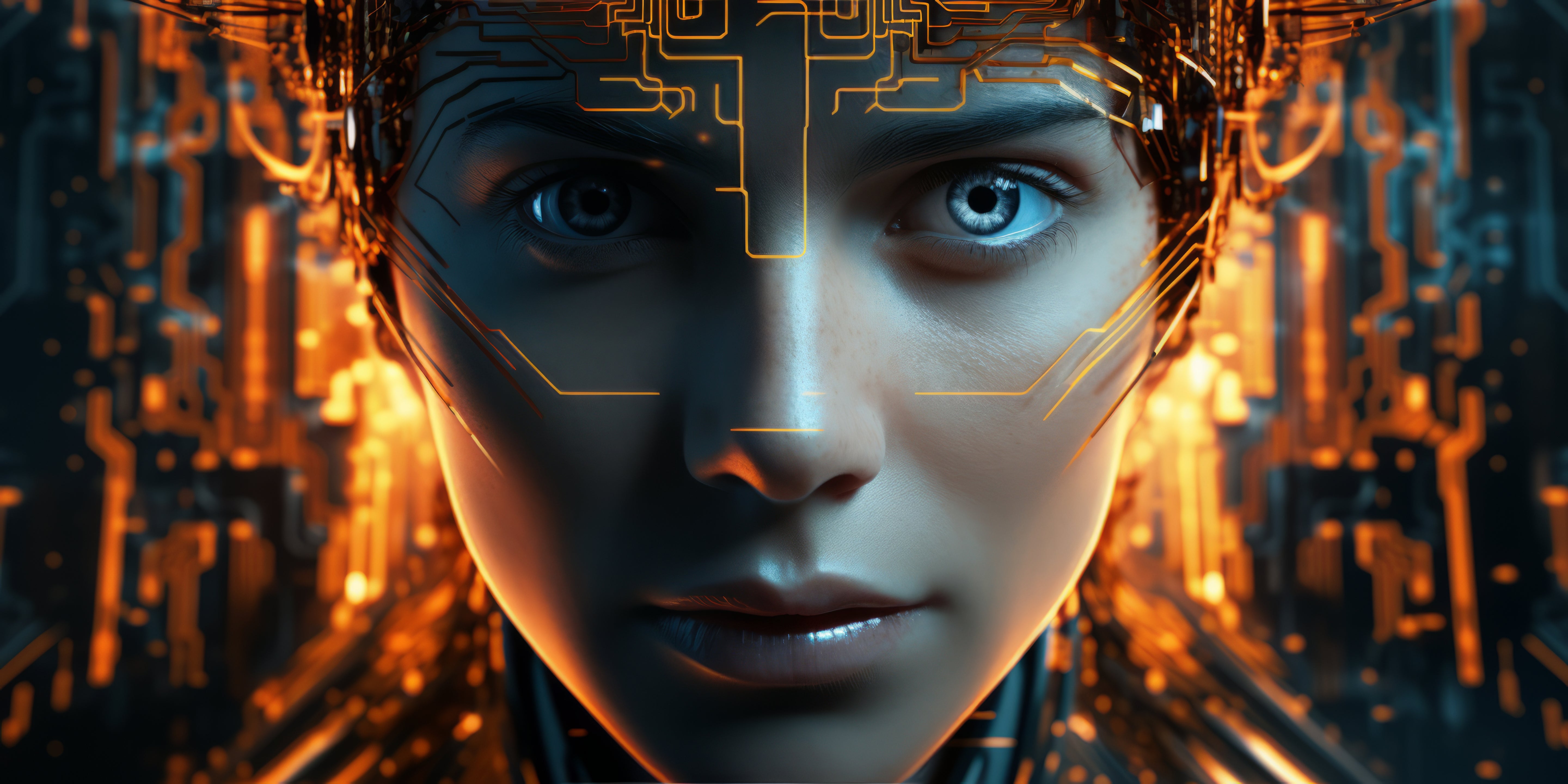 Vinyl Decal,Futuristic AI Woman Wall Art Poster Modern Cybernetic Human Technology Decor Print, 5 x 
