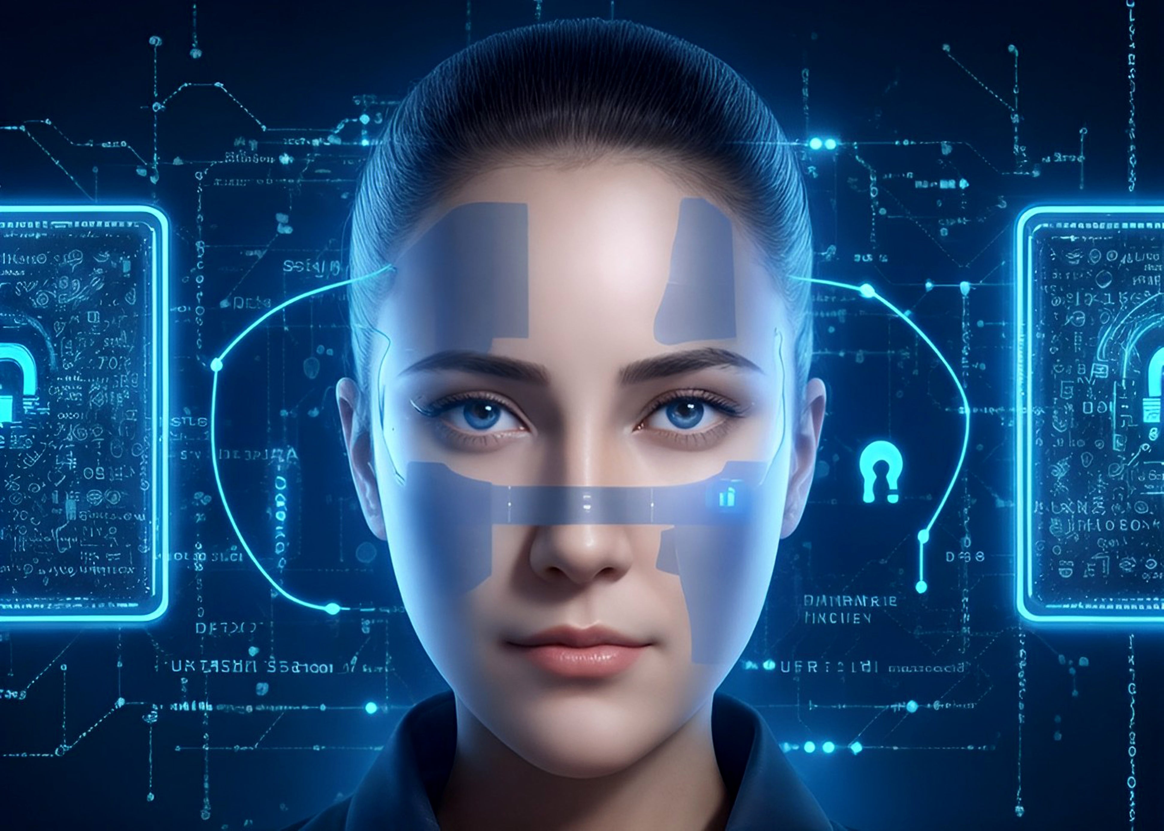 Vinyl Decal,Futuristic AI Woman Face Cyberpunk Tech Wall Art Poster, 5 x 7 or 8 x 10 Inch Unframed P