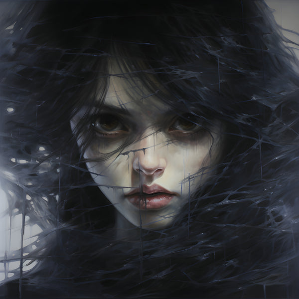 Vinyl Decal,Dark Aesthetic Woman Portrait Wall Art Poster Intense Gaze Moody Home Decor Unframed Pri
