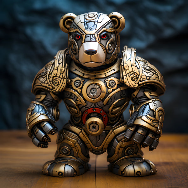 Vinyl Decal, Warforged Armored Teddy Bear Action (5" x 7")