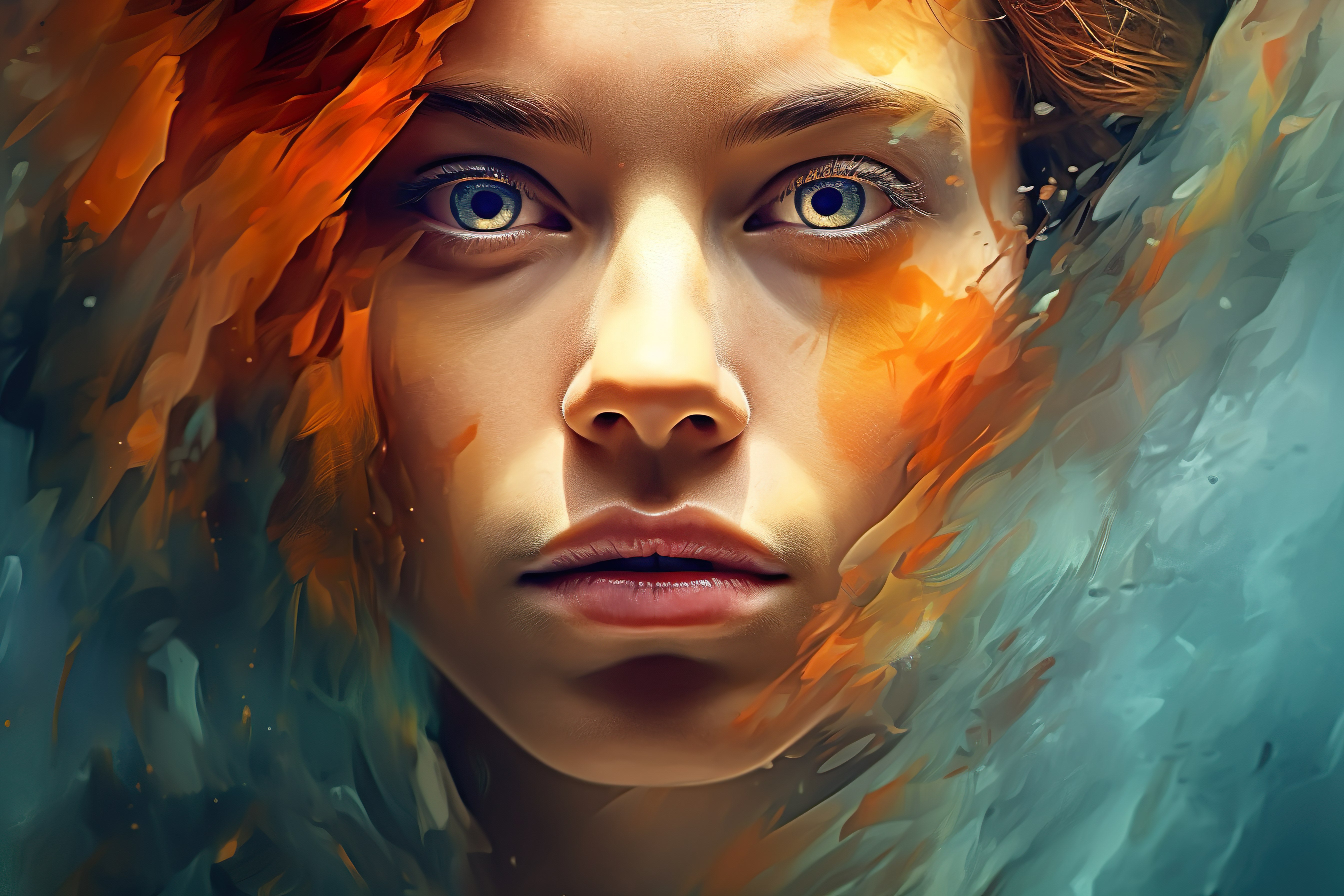 Vinyl Decal,Stunning Girl Painting Beautiful Female Artwork Striking Portrait Captivating Wall Art, 