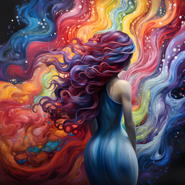 Vinyl Decal,Vibrant Abstract Woman Wall Art Poster Colorful Swirling Hair, 5 x 7 or 8 x 10 Inch Unfr
