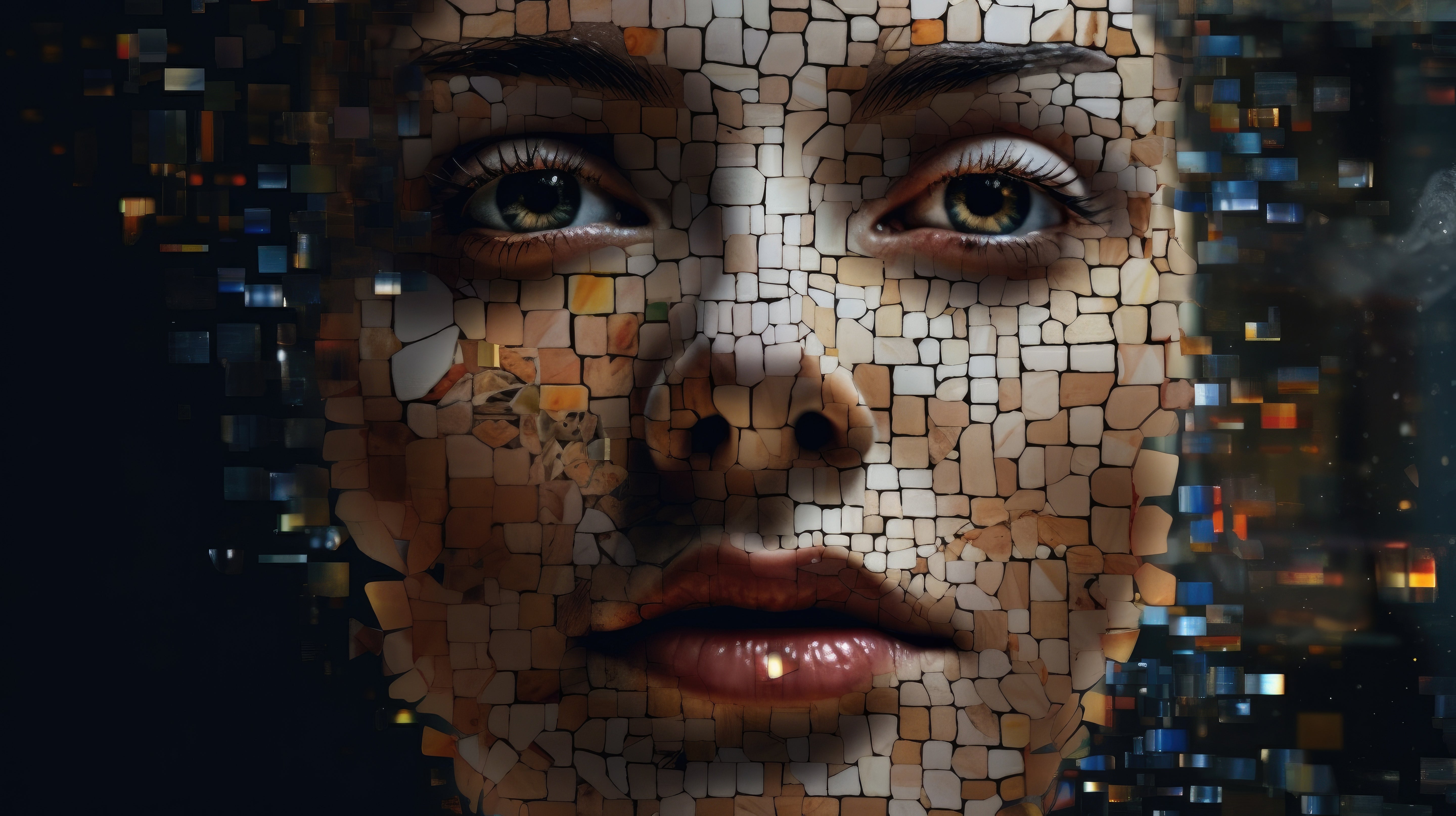 Vinyl Decal,Modern Mosaic Woman Portrait Wall Art, 5 x 7 or 8 x 10 Inch Unframed Poster for Home, Of