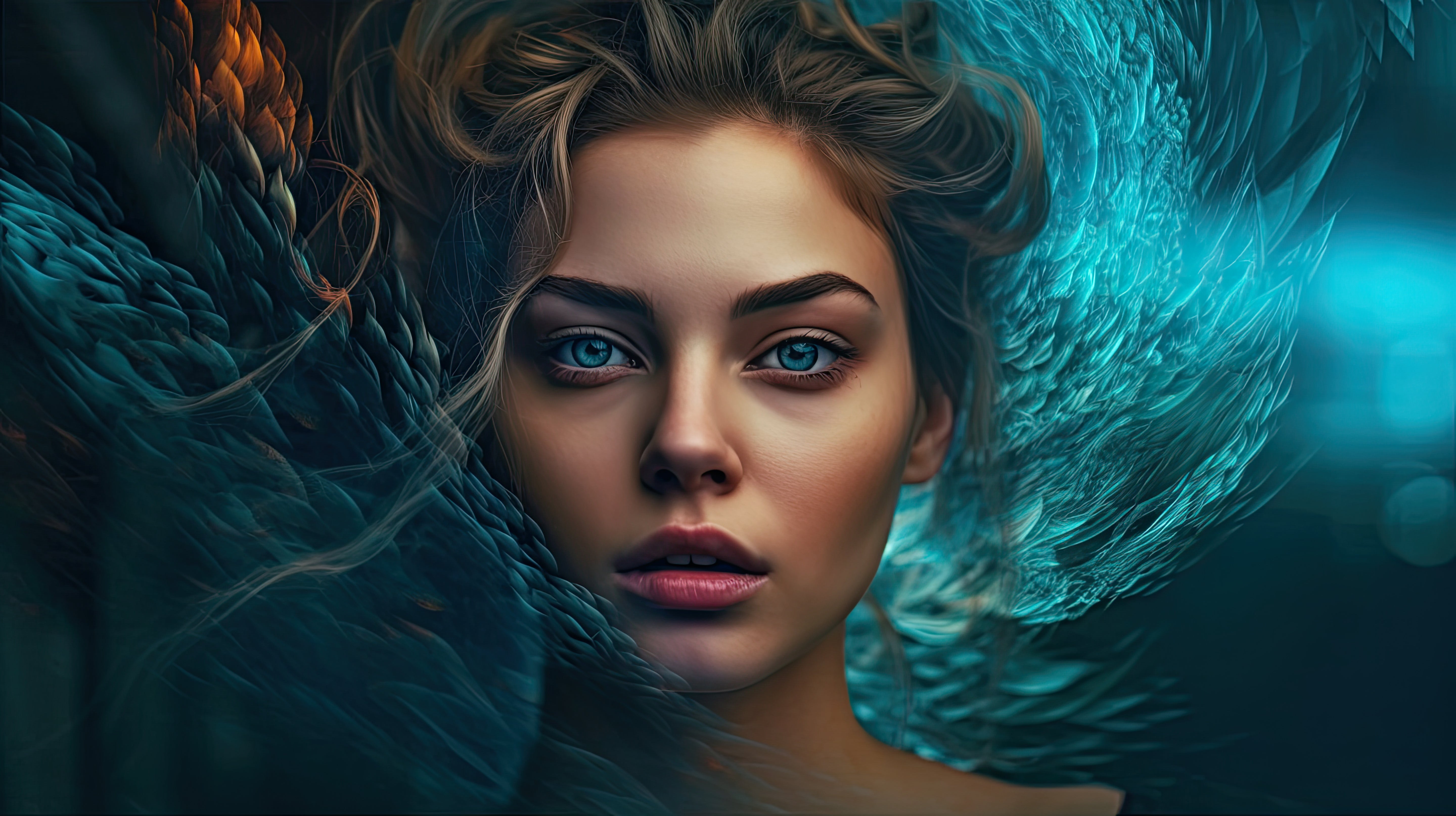 Vinyl Decal,Ethereal Blue Eyes Woman Fantasy Art Wall Poster Print, 5 x 7 or 8 x 10 Inch Unframed Po