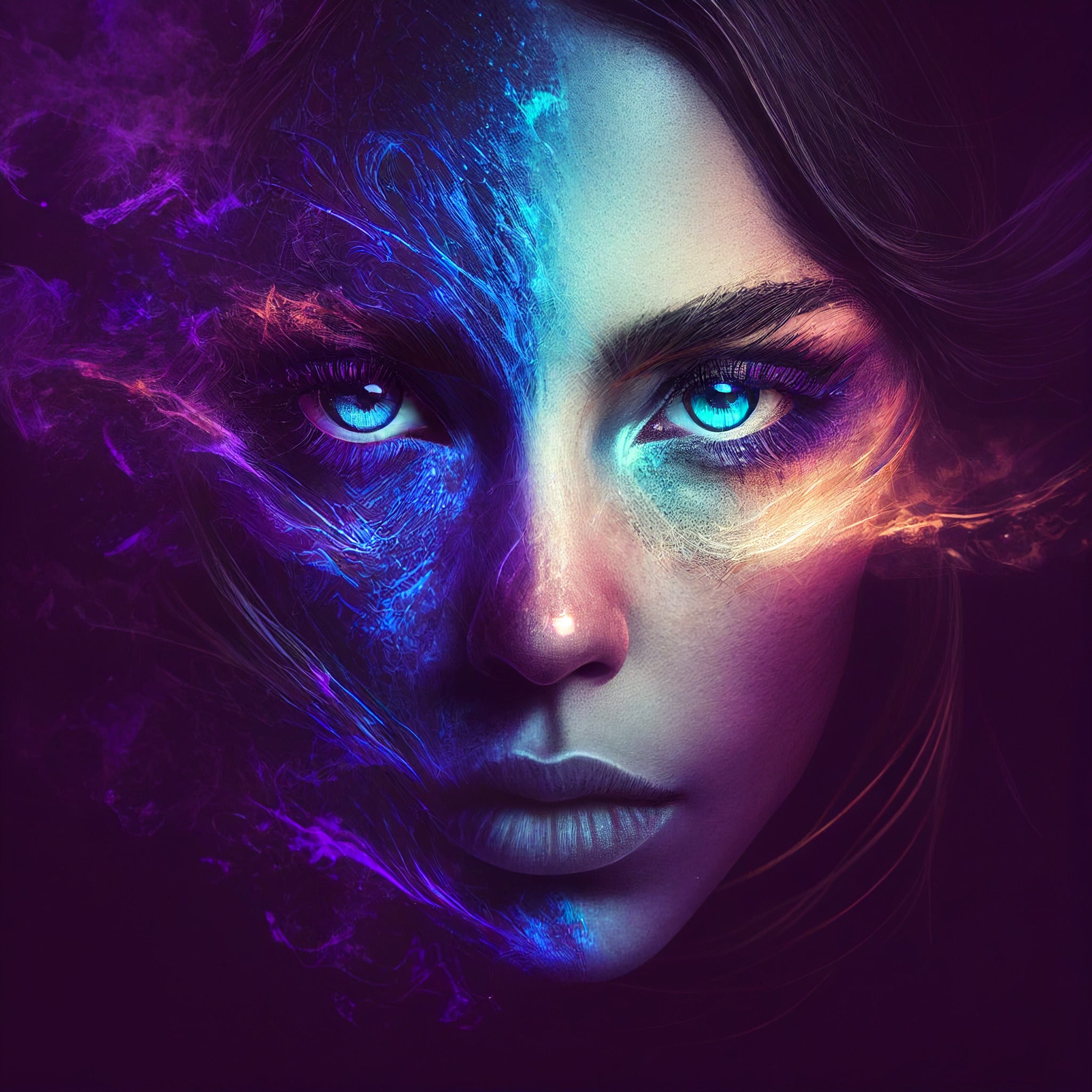 Vinyl Decal,Cosmic Gaze Abstract Woman Portrait Wall Art Poster, 5 x 7 or 8 x 10 Inch Unframed Poste