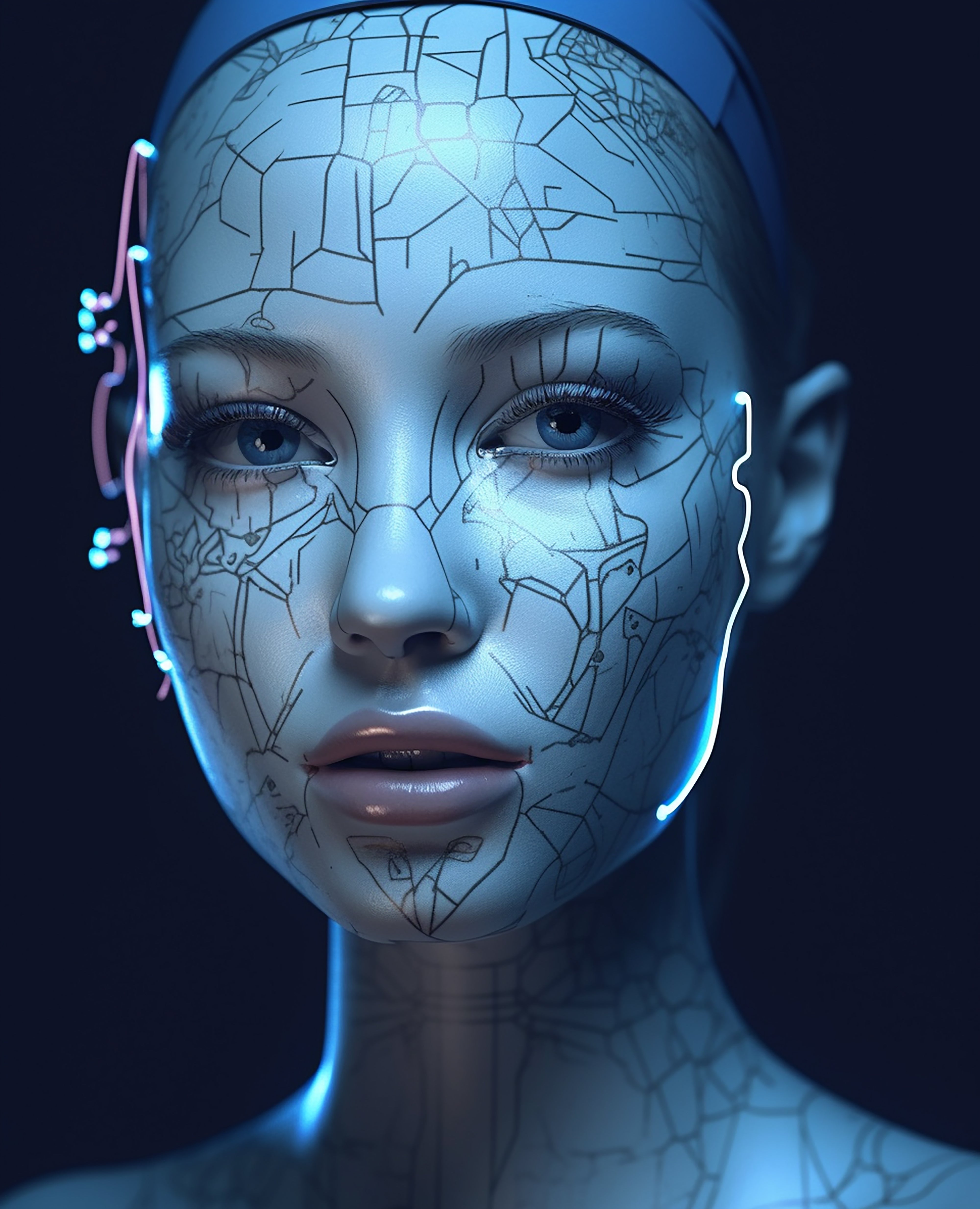 Vinyl Decal,Cyberpunk Woman Wall Art Poster Futuristic Sci-Fi Robot Decor, 5 x 7 or 8 x 10 Inch Unfr