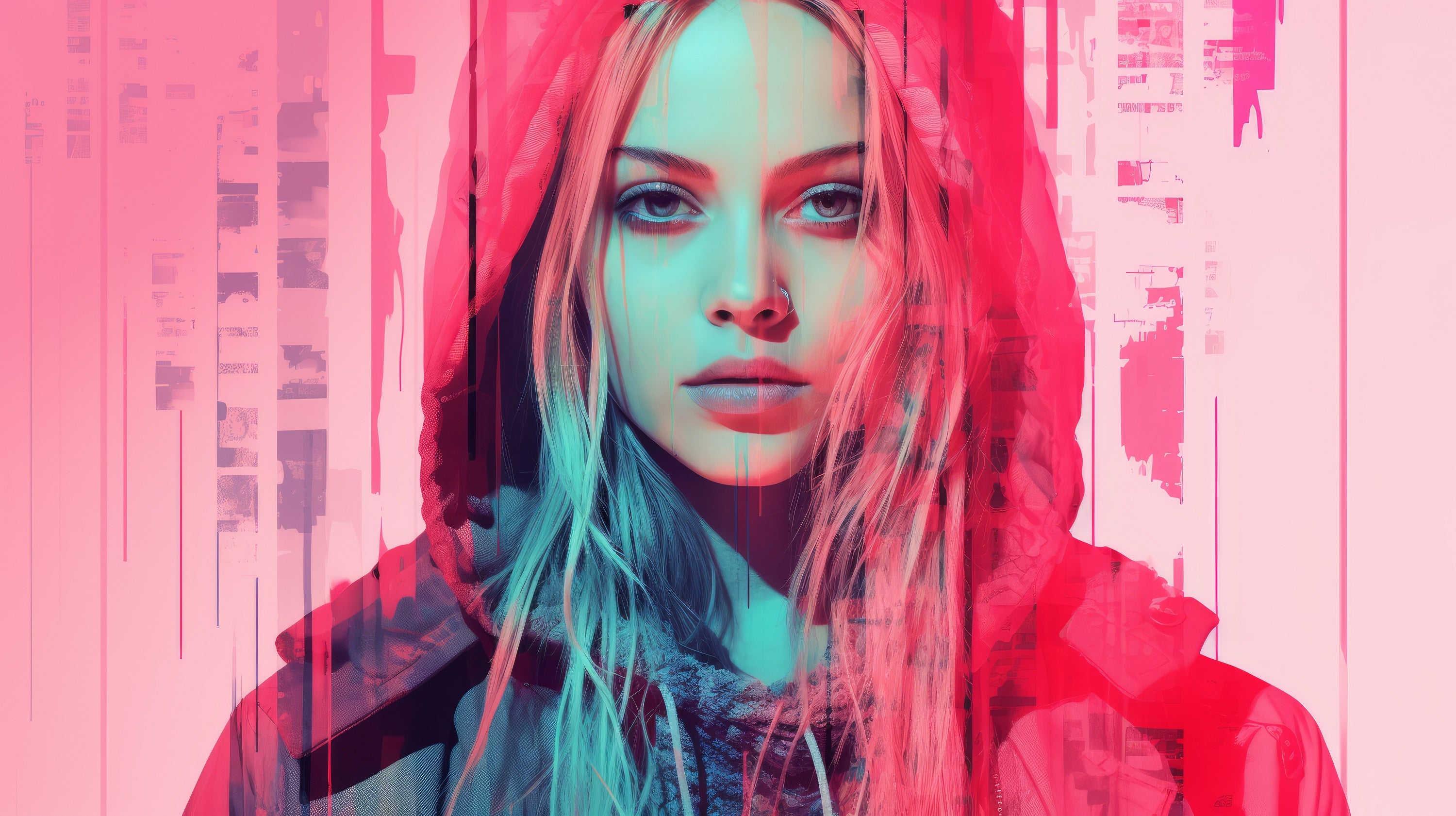 Vinyl Decal,Cyberpunk Woman Wall Art Poster Modern Digital Print, 5 x 7 or 8 x 10 Inch Unframed Post