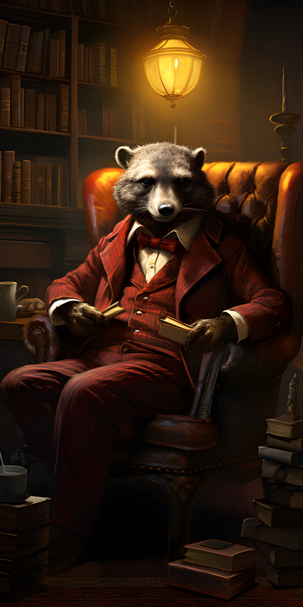 Vinyl Decal, Raccoon Lawyer Illustration Print (5" x 7")
