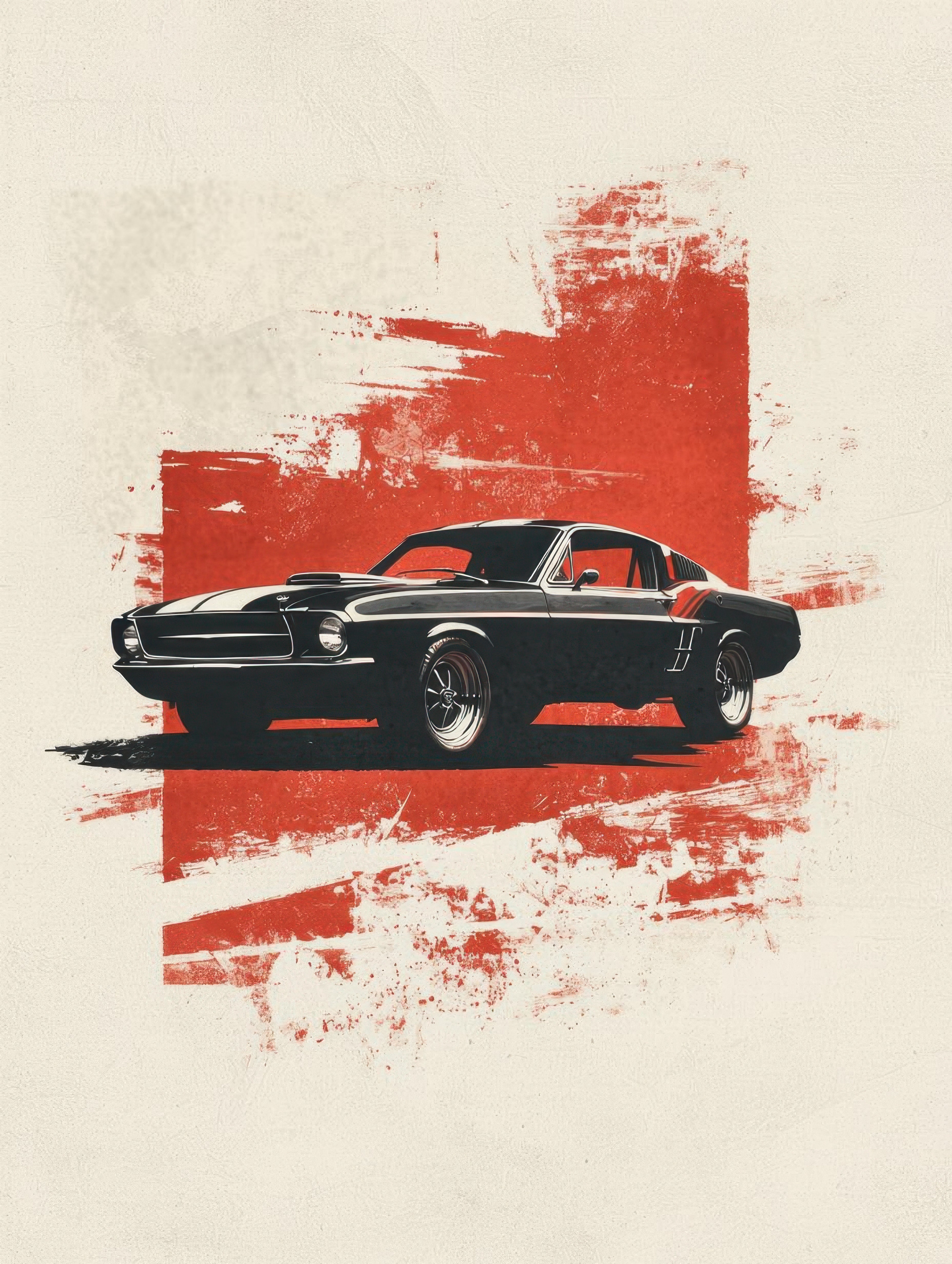 Vinyl Decal, Classic American Muscle Car Art Print, Vintage Style Automotive Wall Decor (5" x 7")