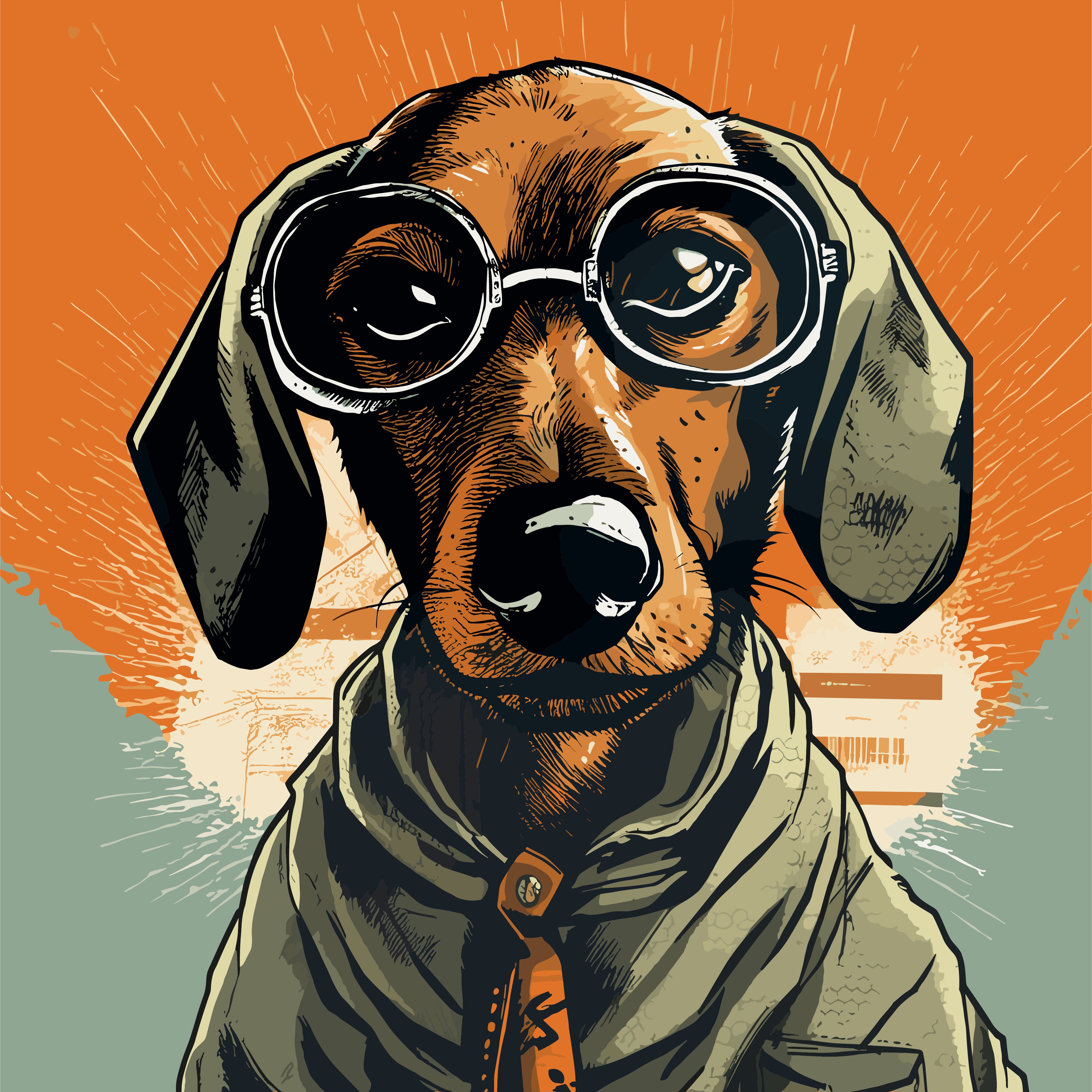 Vinyl Decal, Unique Canine Portrait Artwork, Stylish Animal Illustration Print, Modern Wall Decor Pi