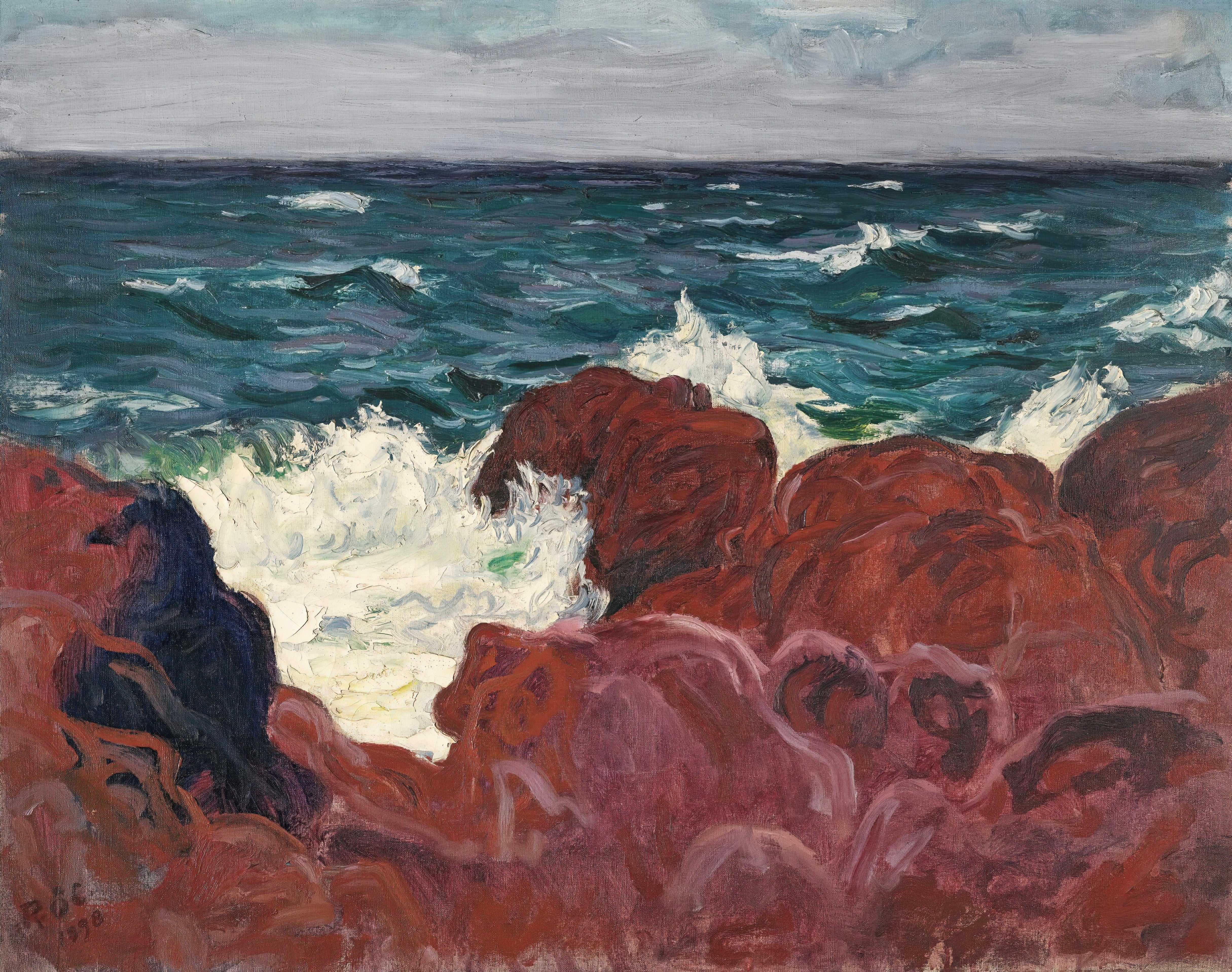 Vinyl Decal, Experience the Dramatic Beauty of the Coast with This Stunning Vintage Artwork Red Rock