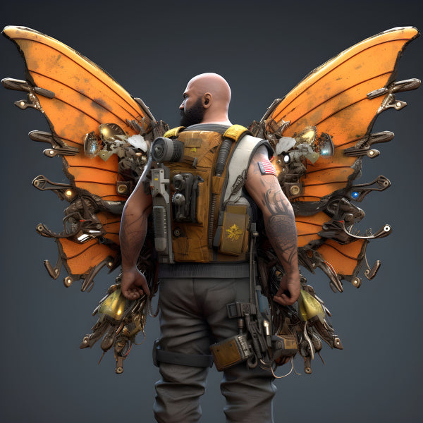Vinyl Decal, Actical Vest with Mechanical Butterfly Wings (5" x 7")