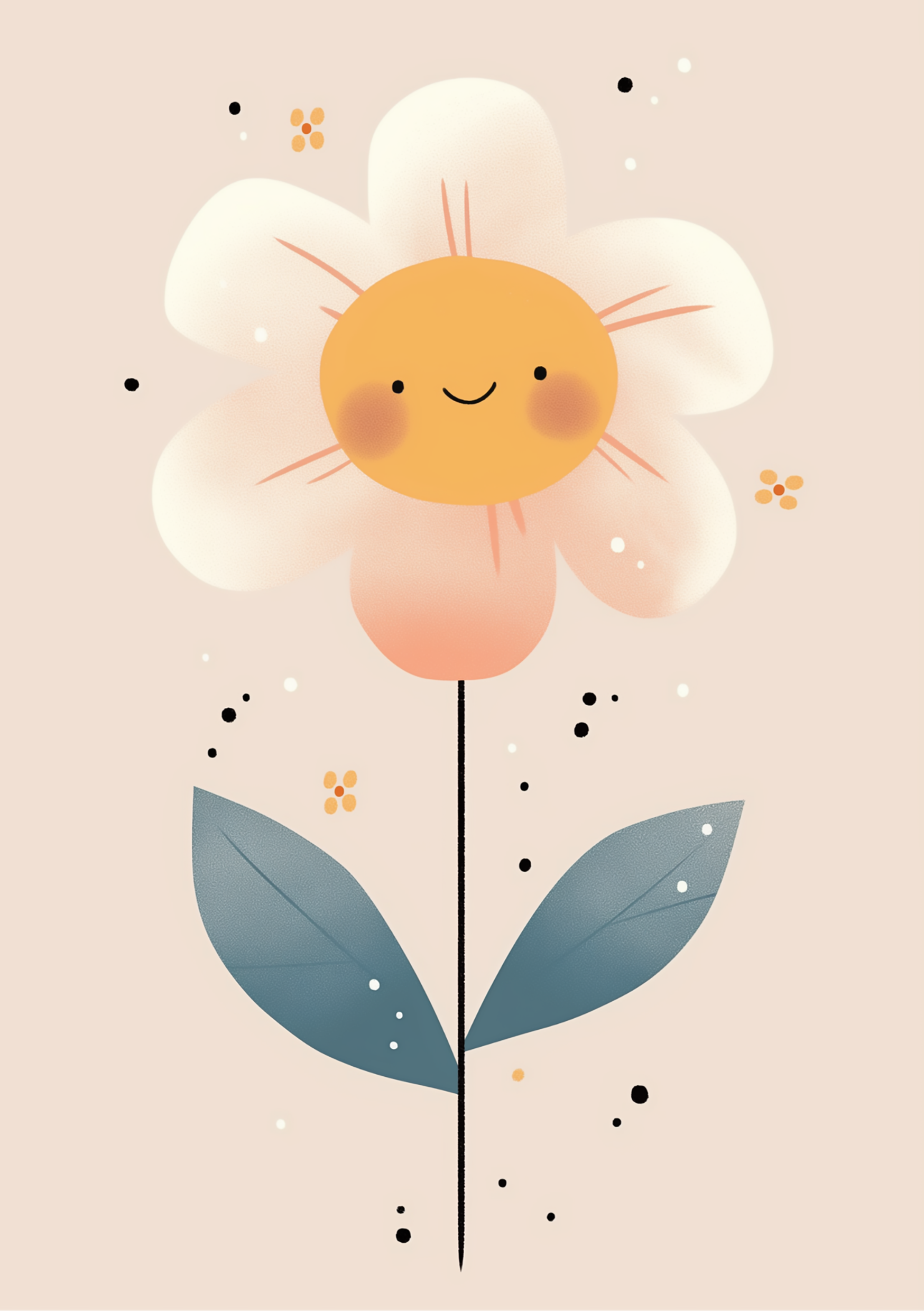 Vinyl Decal, Charming Illustration of a Happy Flower on a Light Background, Perfect for Adding a Tou