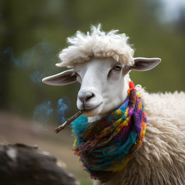 Vinyl Decal Stylish Sheep with a Scarf (5" x 7")