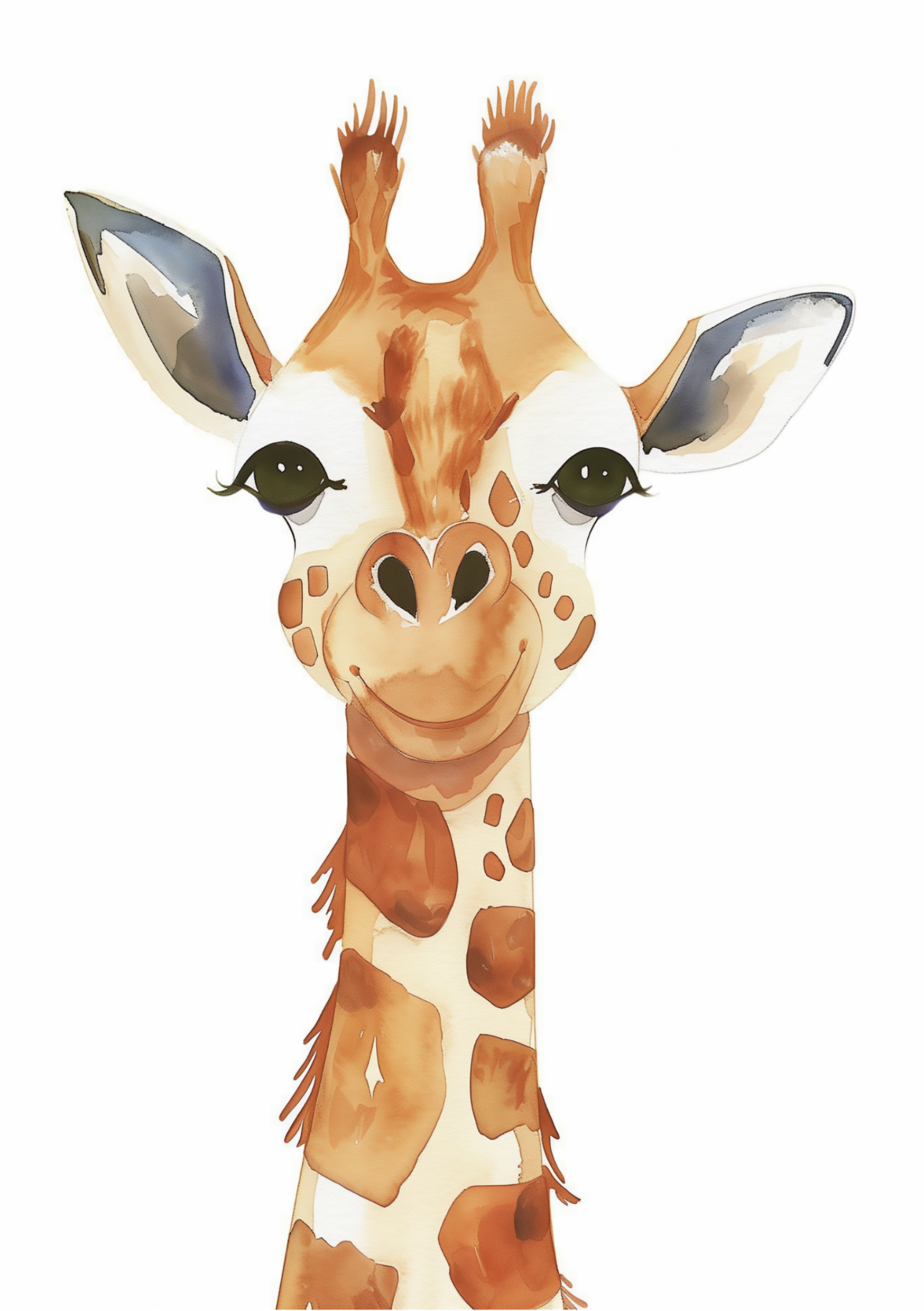 Vinyl Decal, Charming Watercolor Illustration of a Friendly Animal Face for Nursery or Playroom Deco