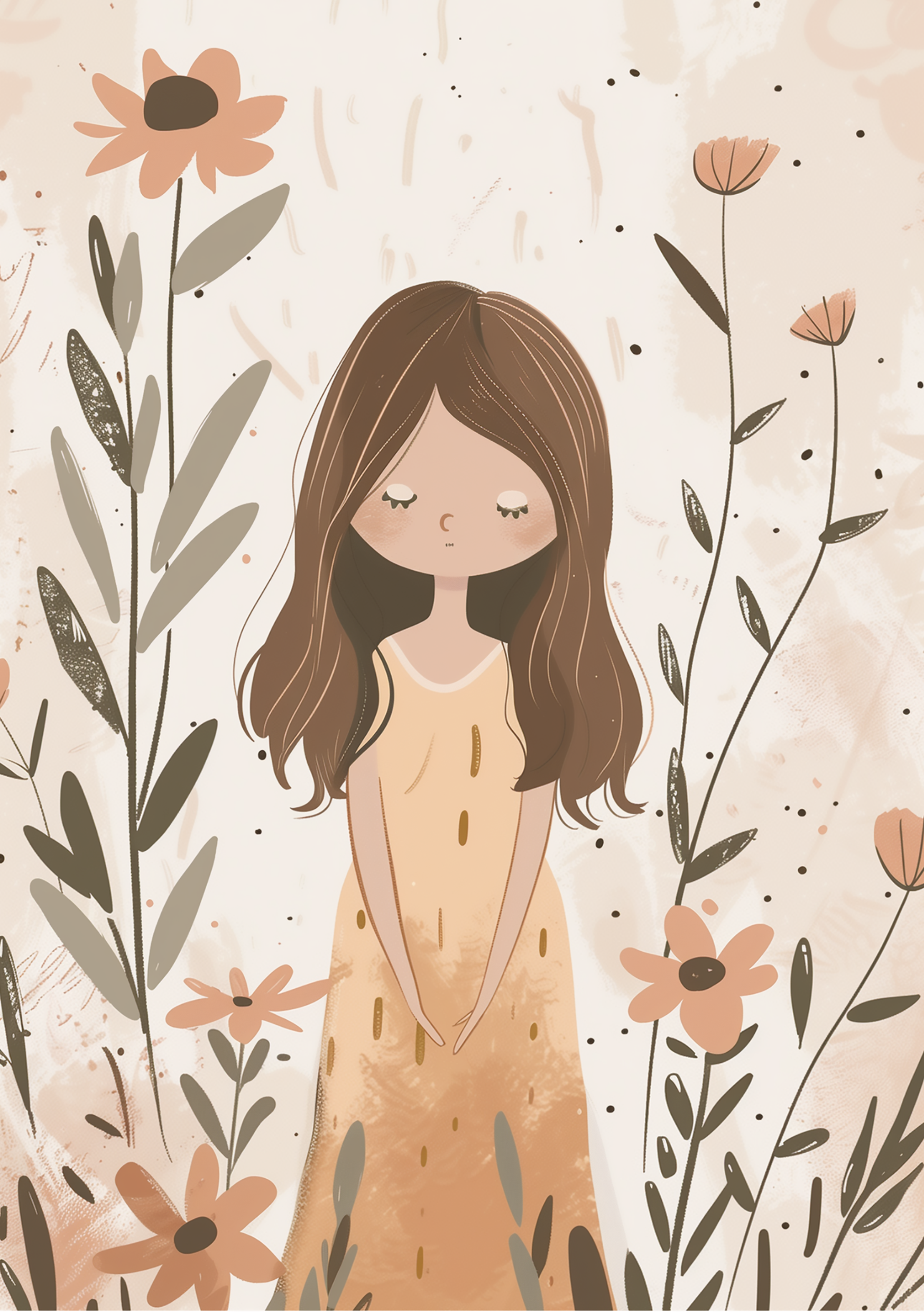 Vinyl Decal, Gentle Gaze Artistic Illustration Print for Home Decor or Thoughtful Gifting (5" x 7")