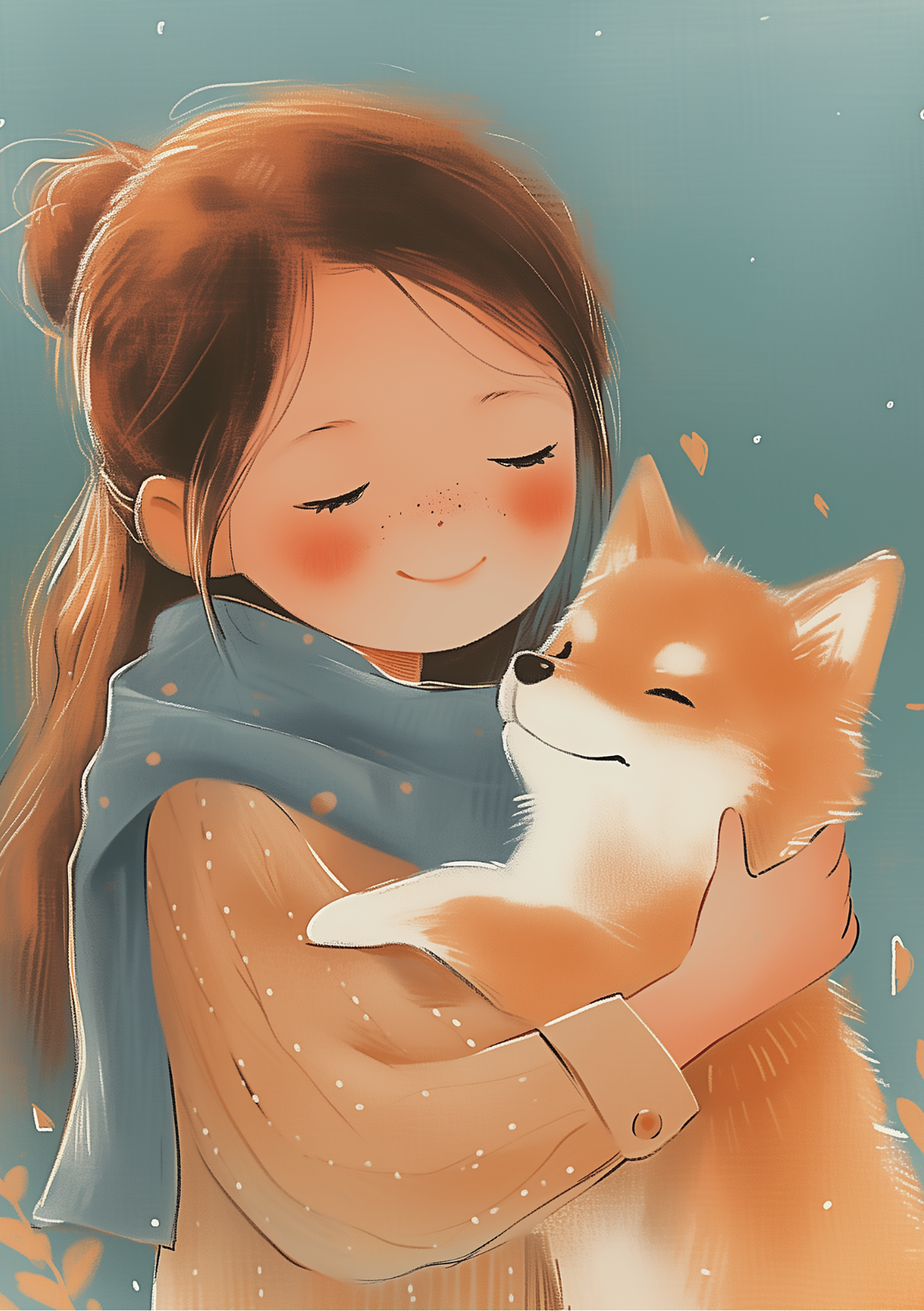 Vinyl Decal, Heartwarming Scene of Comfort and Affection, Perfect for Any Space, Gentle Colors and P