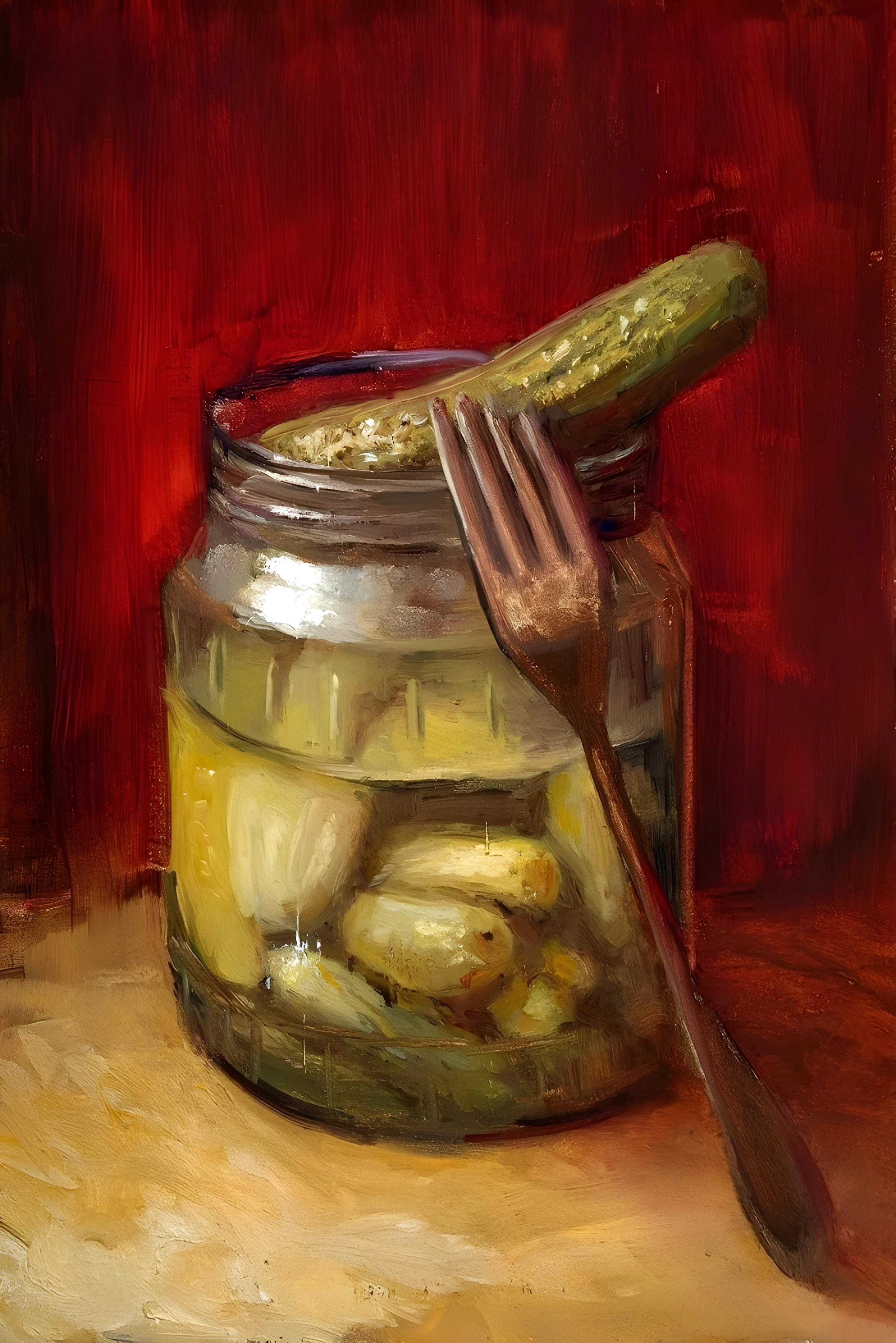 Vinyl Decal, An Original Handmade Oil Painting on Hardboard Depicting a Still Life Scene with a Glas