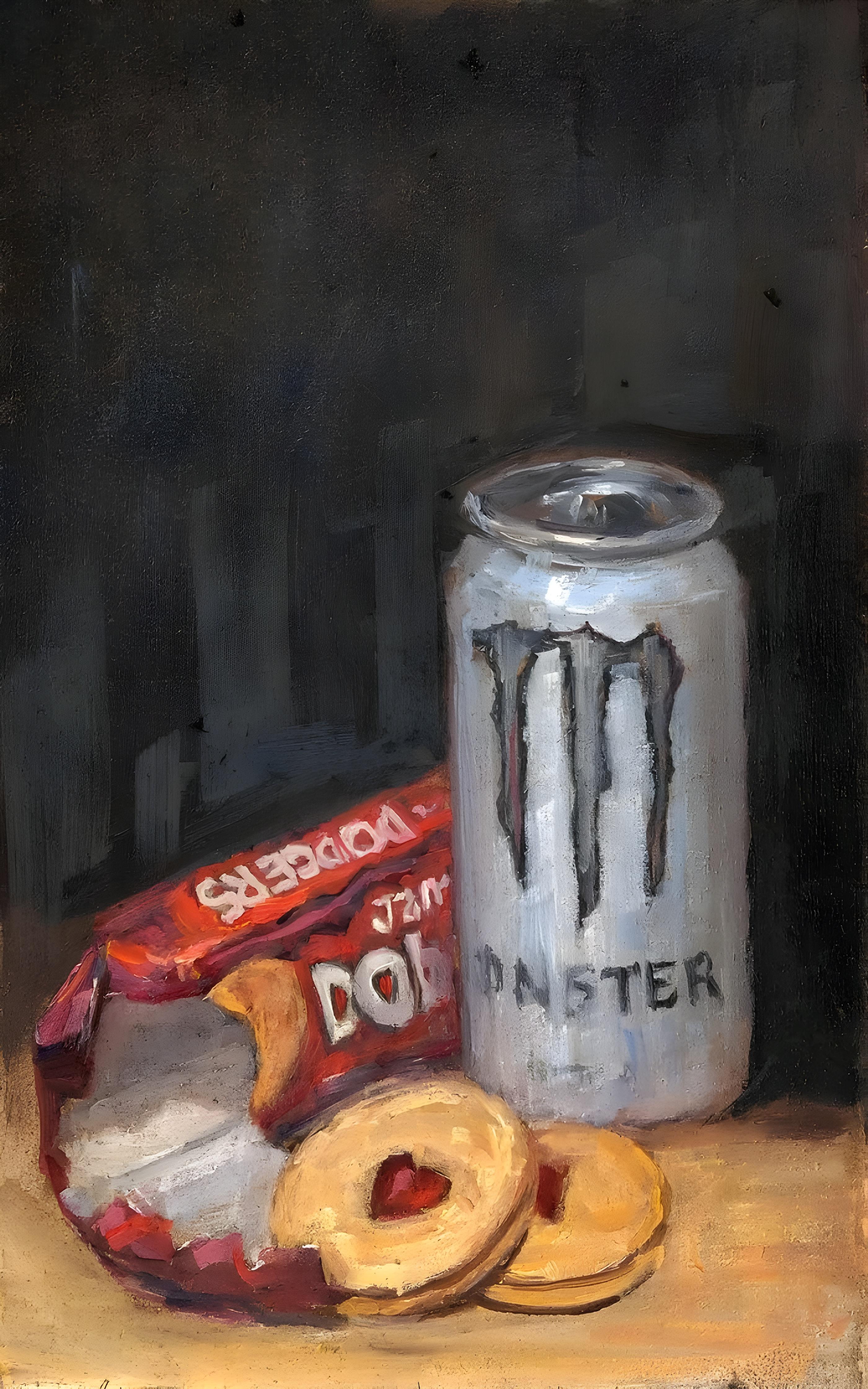 Vinyl Decal, Still Life with Canned Beverage and Round Biscuits, Modern Expression of Contemporary L