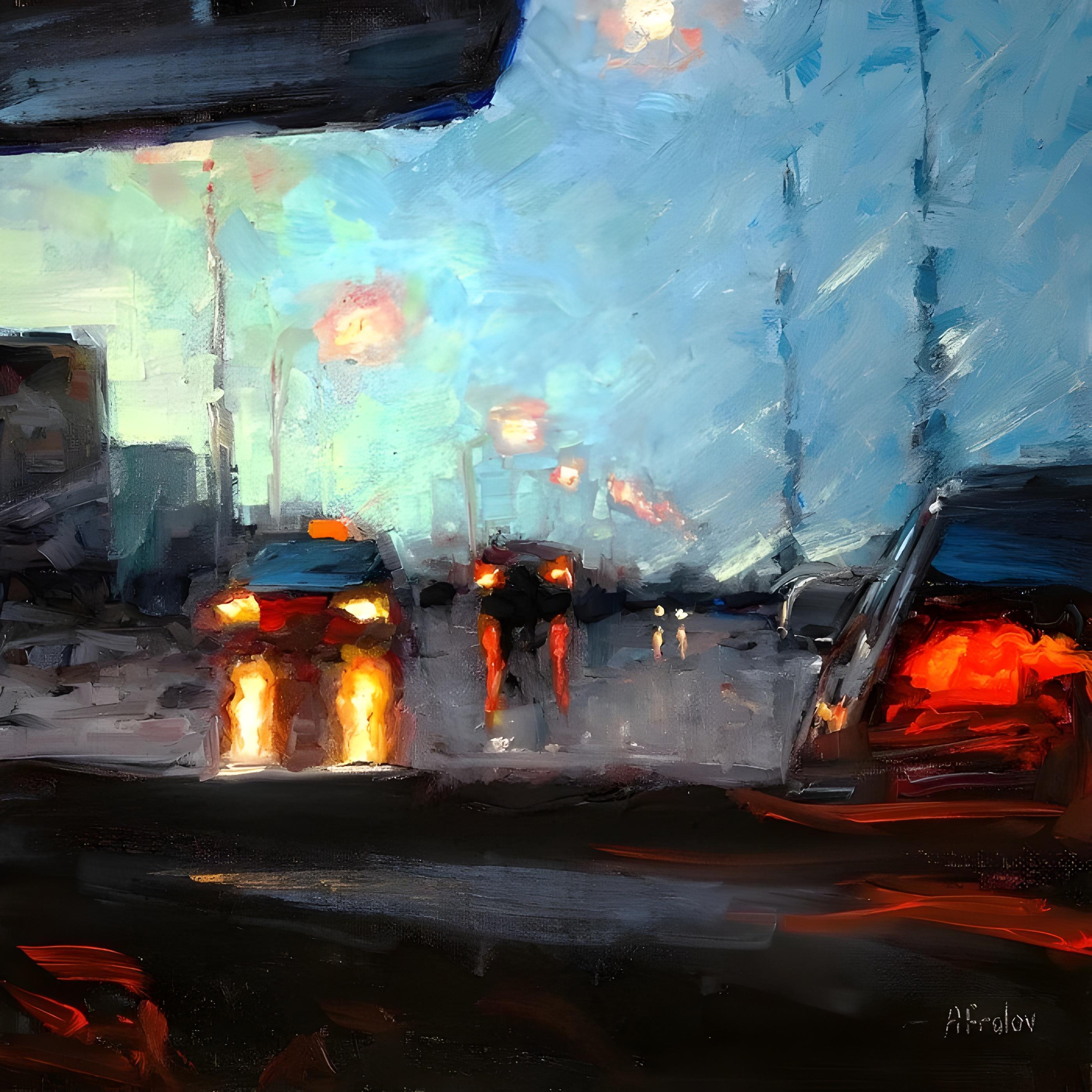 Vinyl Decal, Original Handmade Impressionist Oil Painting Cityscape Artwork on Canvas Board for Mode