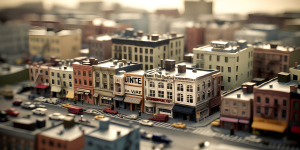 Vinyl Decal, Miniature Cityscape Model Diorama Building (5" x 7")