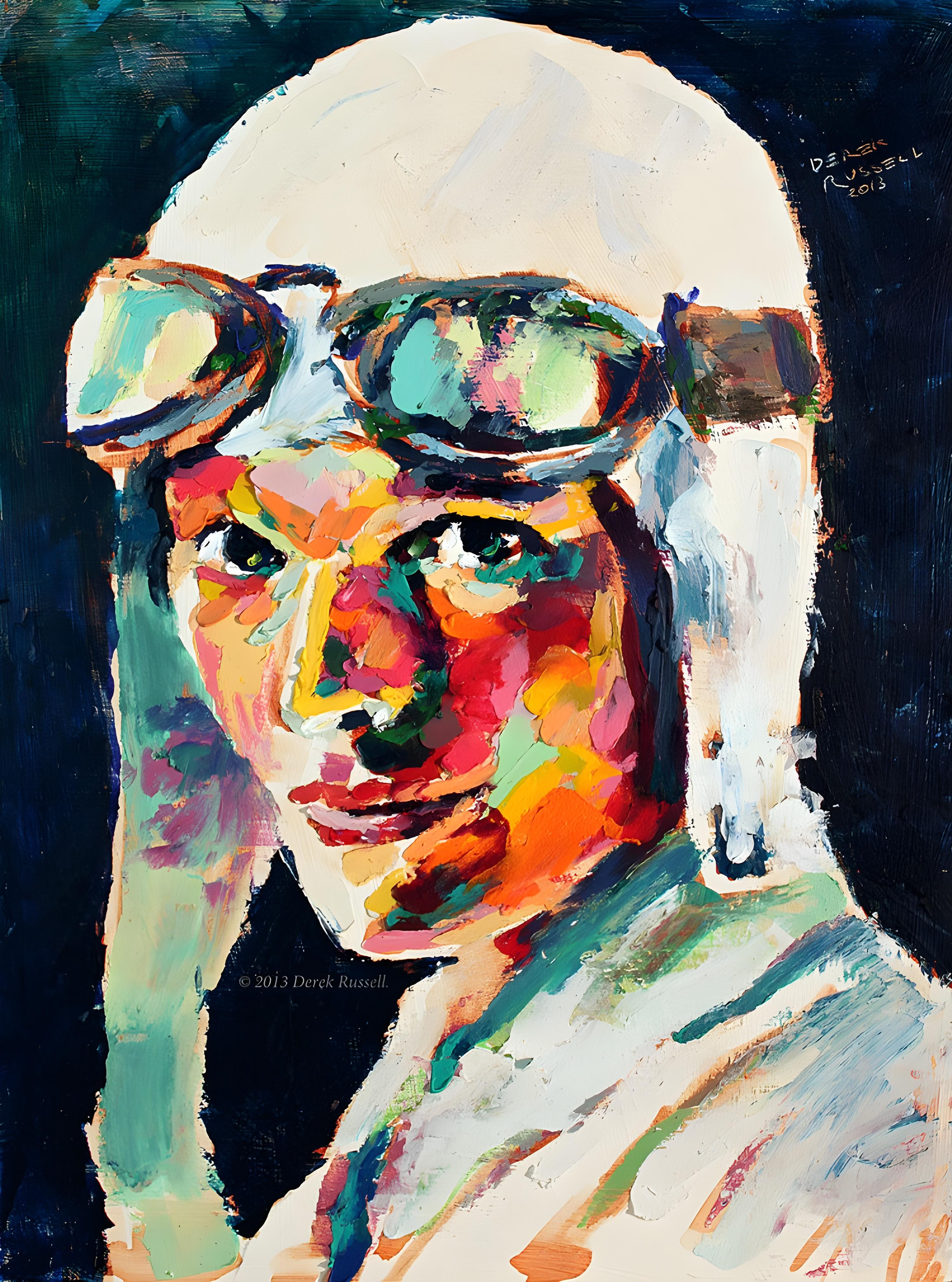 Vinyl Decal, Abstract Portrait of a Pioneer Aviator Wearing Goggles and a Helmet, Vibrant Expressive