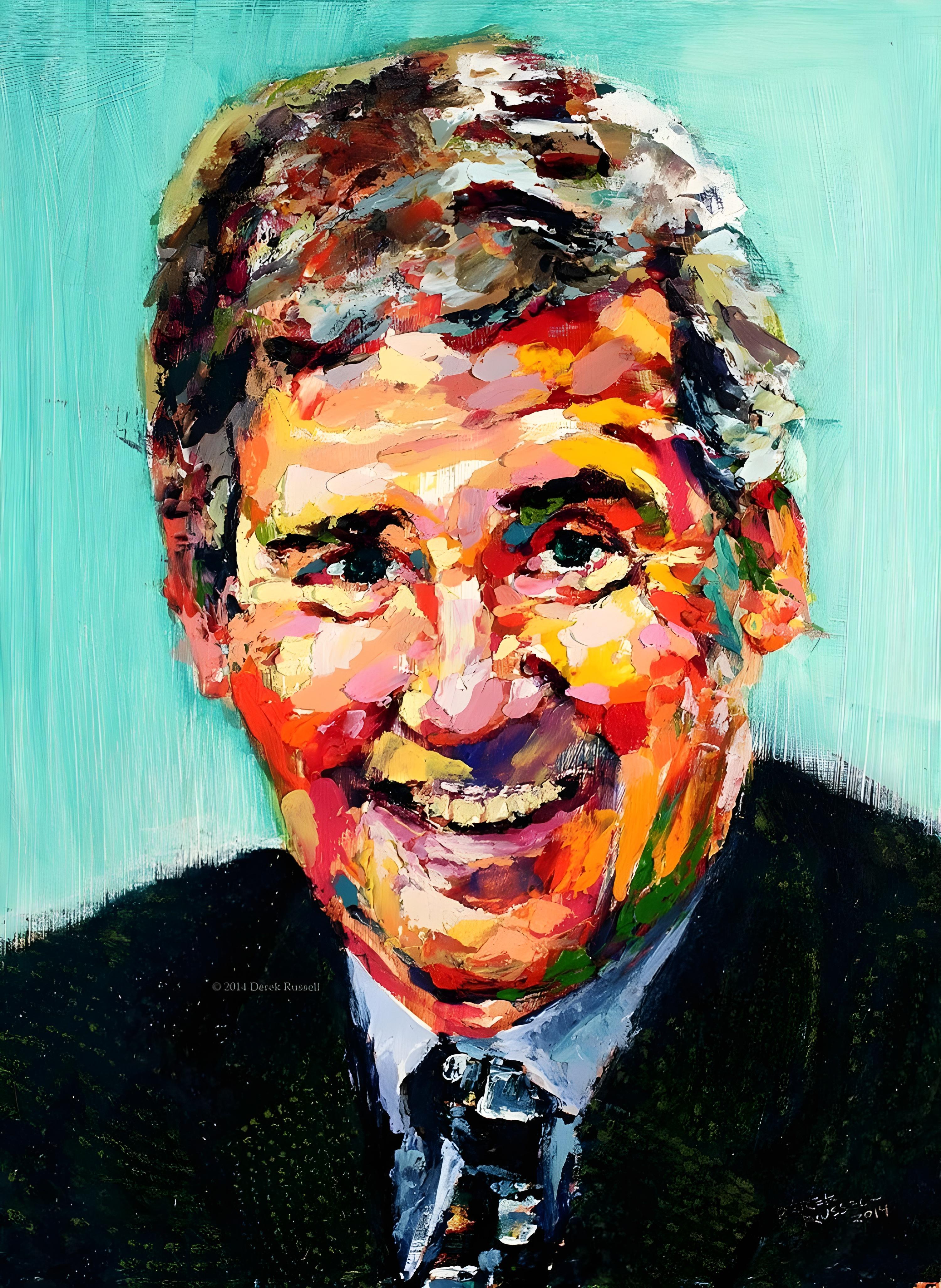 Vinyl Decal, Vibrant Hand-Painted Portrait Artwork, Colorful Expressionist Style Oil Painting on Can