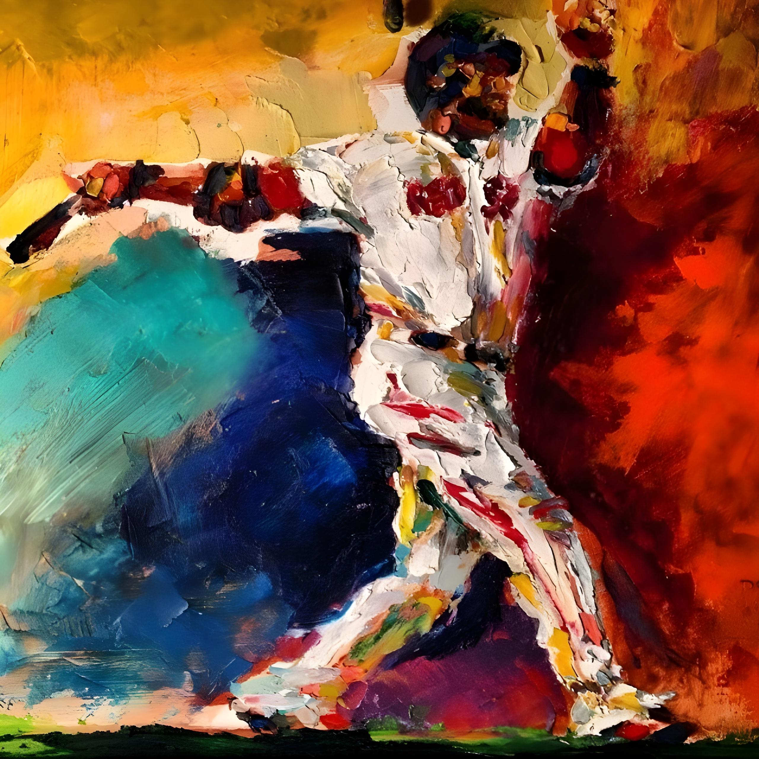 Vinyl Decal, Dynamic Impressionist Style Painting of a Figure in a White Uniform Mid-Swing, Capturin