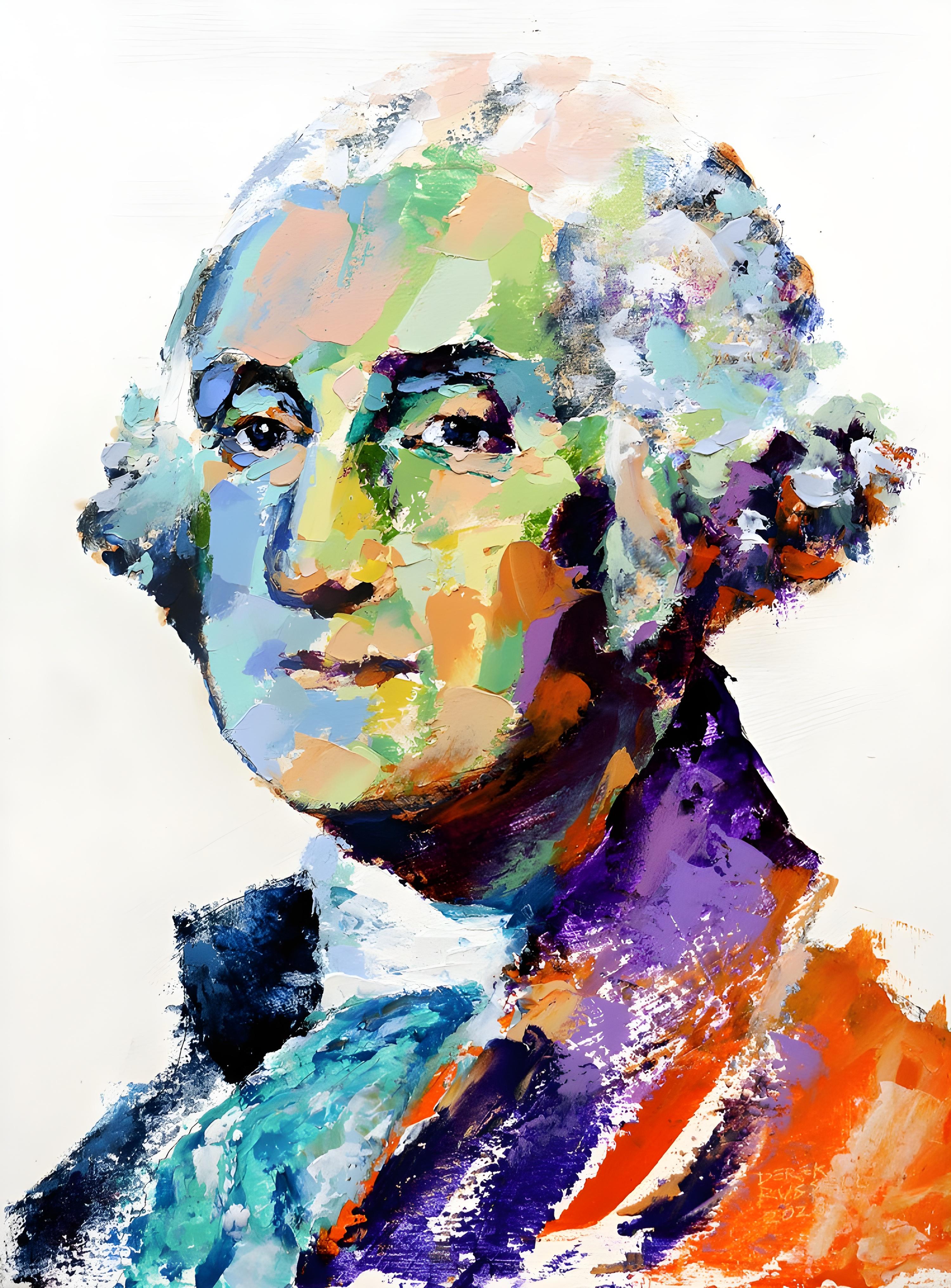 Vinyl Decal, Vibrant Artistic Portrait Wall Art, Abstract Oil Painting Style Print, Unique Colorful 