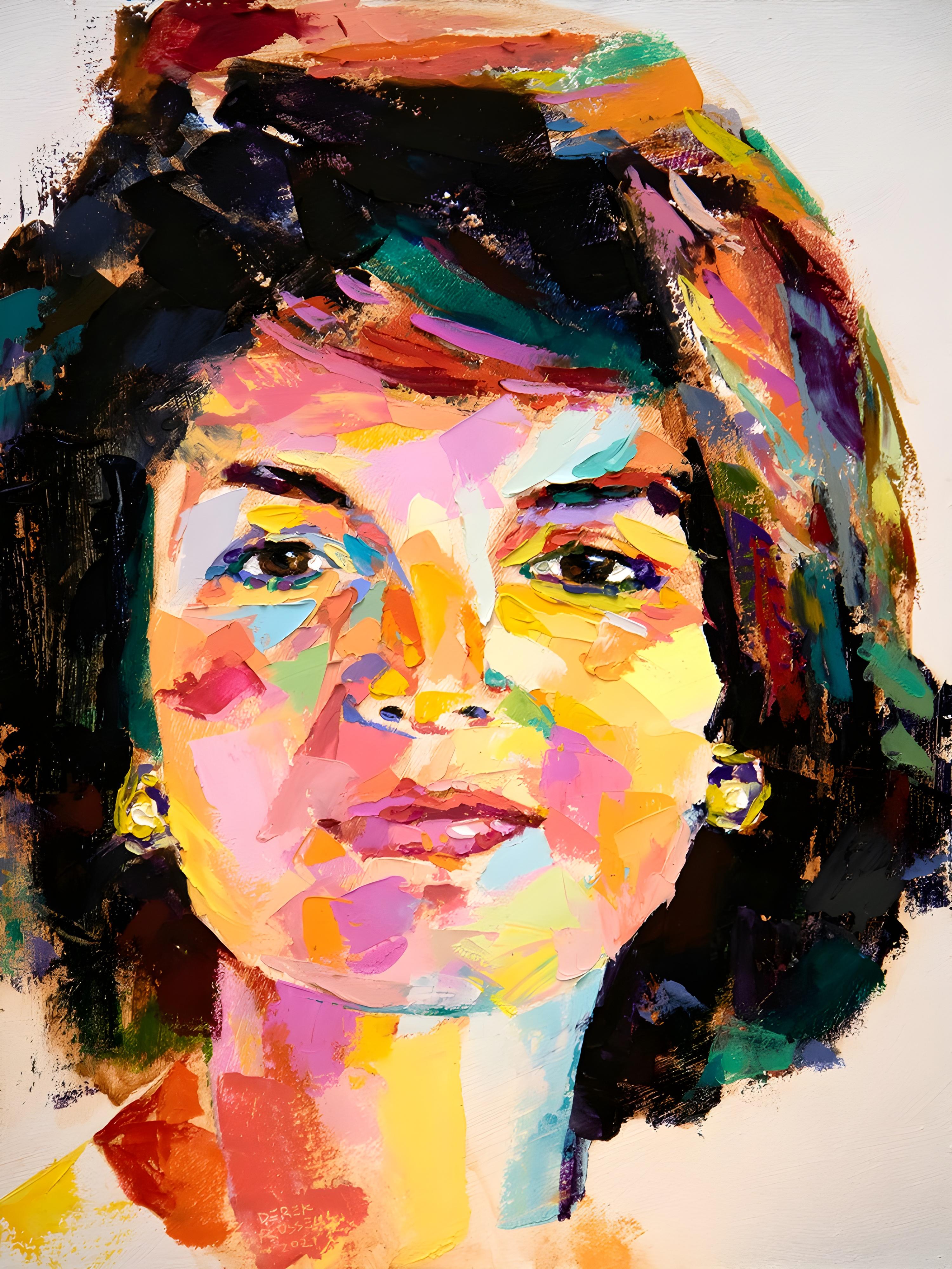 Vinyl Decal, Vibrant Abstract Expressionist Portrait Wall Art Print on Canvas or Paper - Colorful Ho