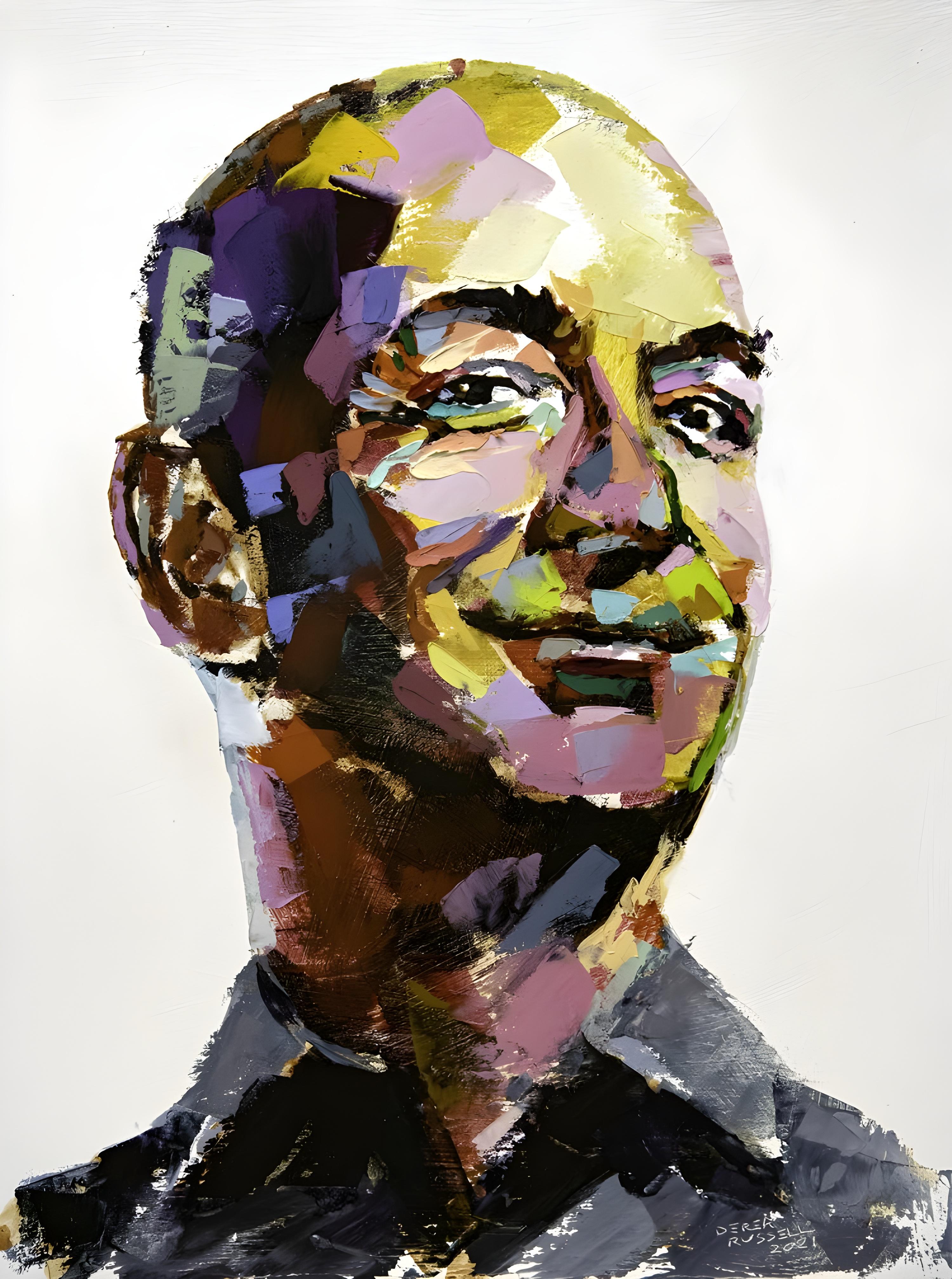 Vinyl Decal, Colorful Abstract Portrait of a Visionary Entrepreneur (5" x 7")