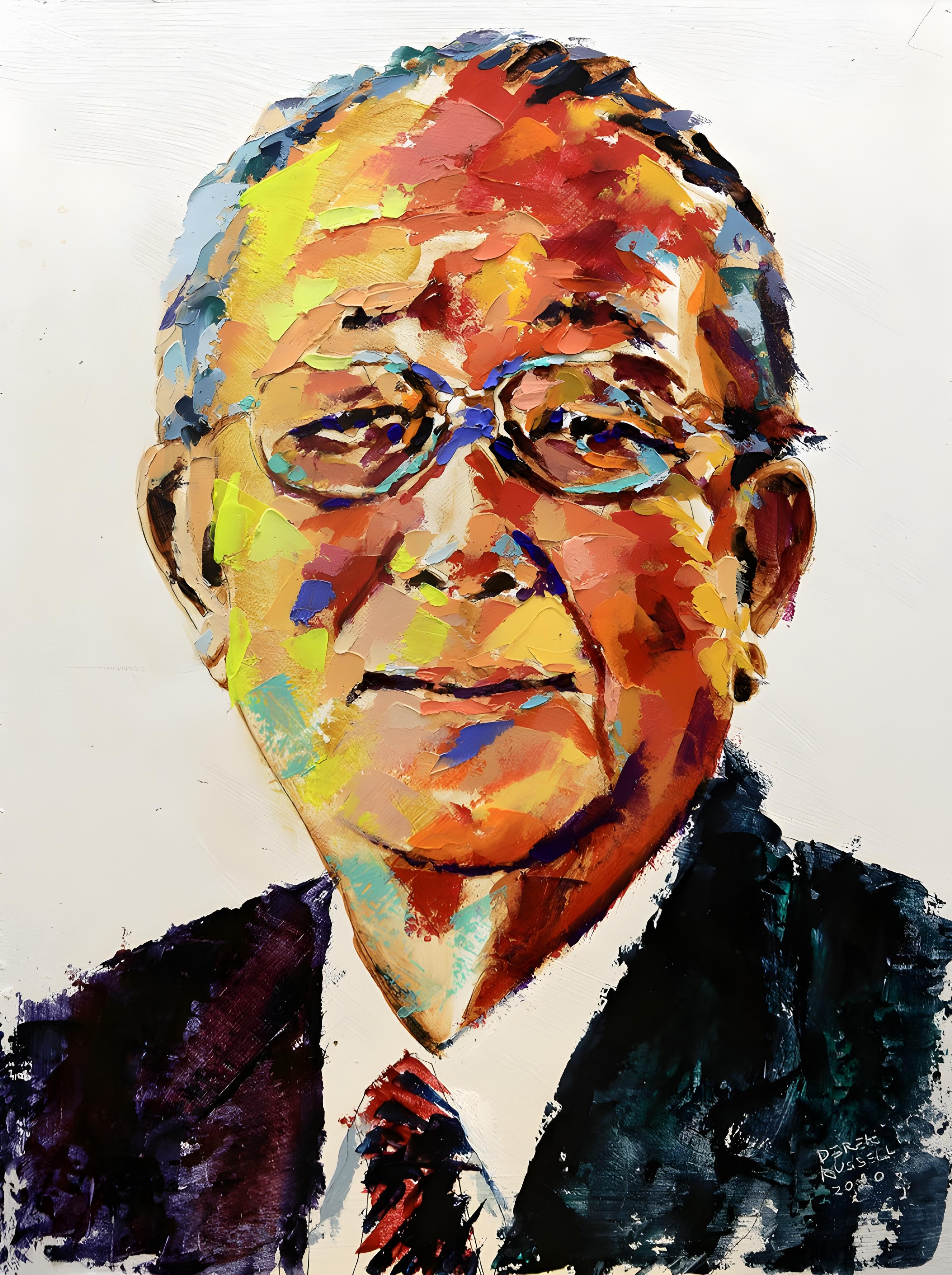 Vinyl Decal, Vibrant Impressionist Style Portrait Painting of a Distinguished Gentleman in Business 