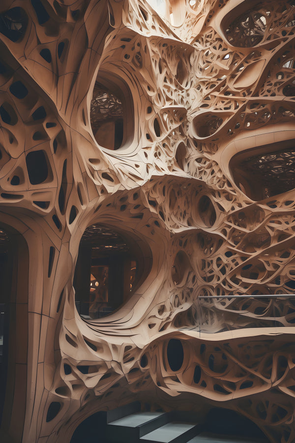 Vinyl Decal, Patterns Emerging from Natural Wood Architecture Interior Design (5" x 7")