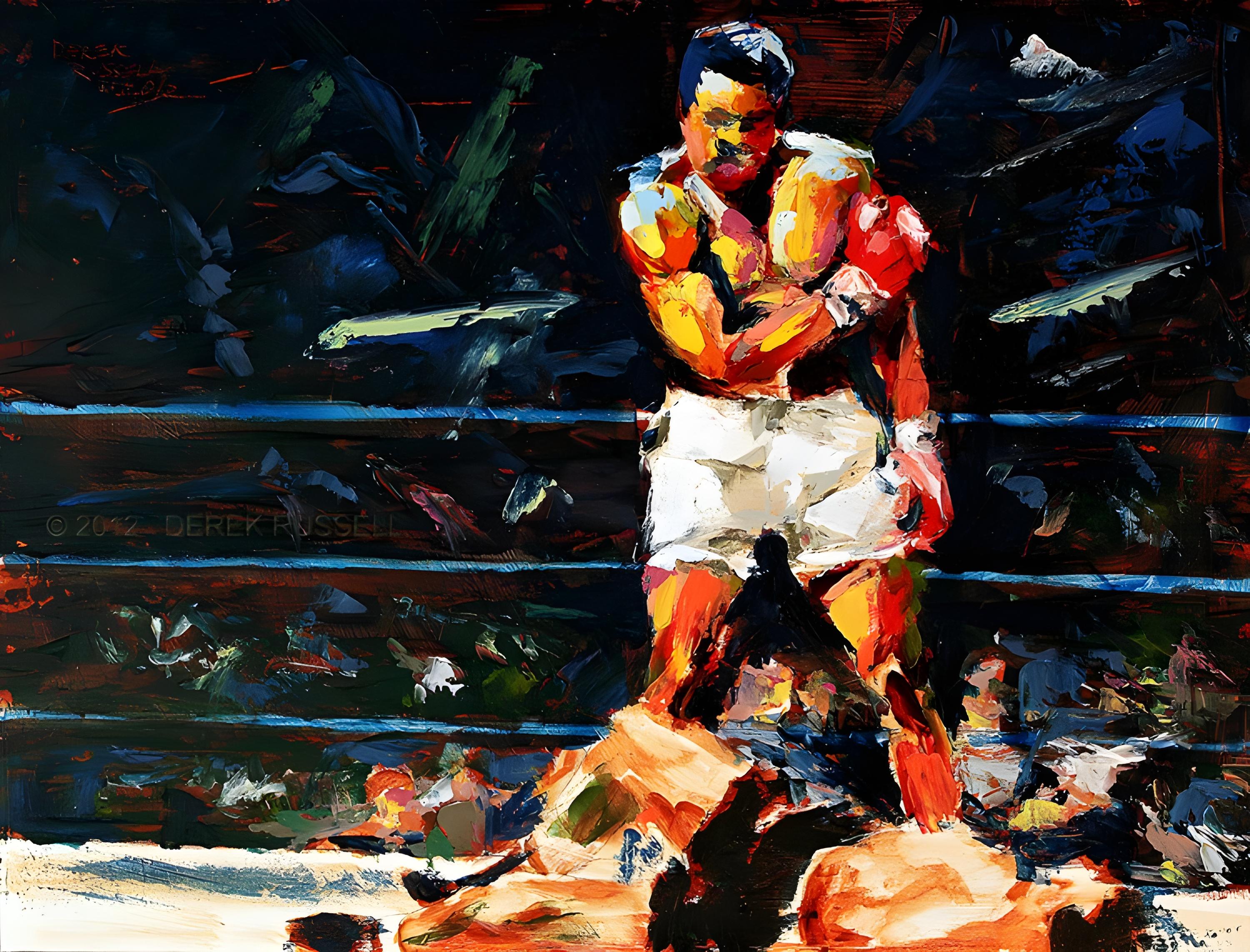 Vinyl Decal, Dynamic Expressionist Artwork Capturing a Moment of Athletic Triumph and Raw Energy on 