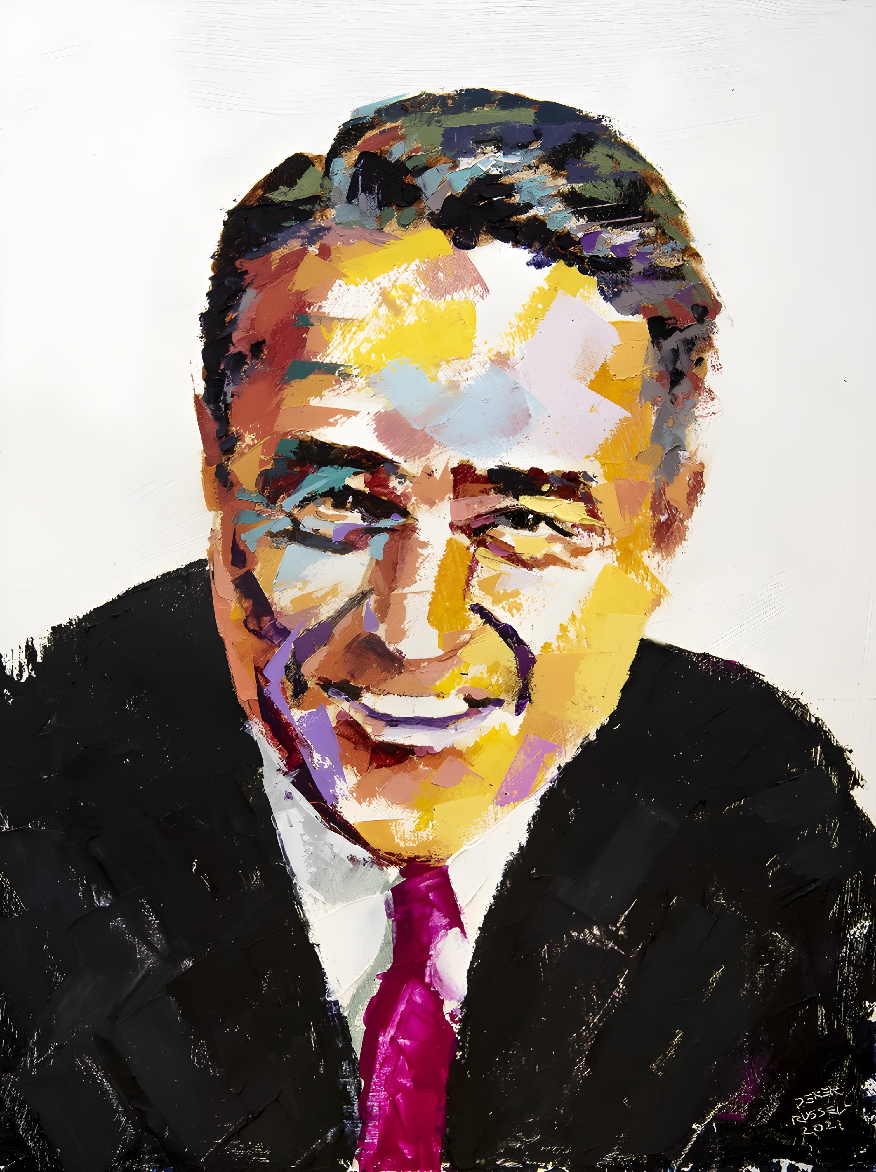 Vinyl Decal, Vibrant, Original Artwork on Canvas Features a Smiling Male Subject (5" x 7")