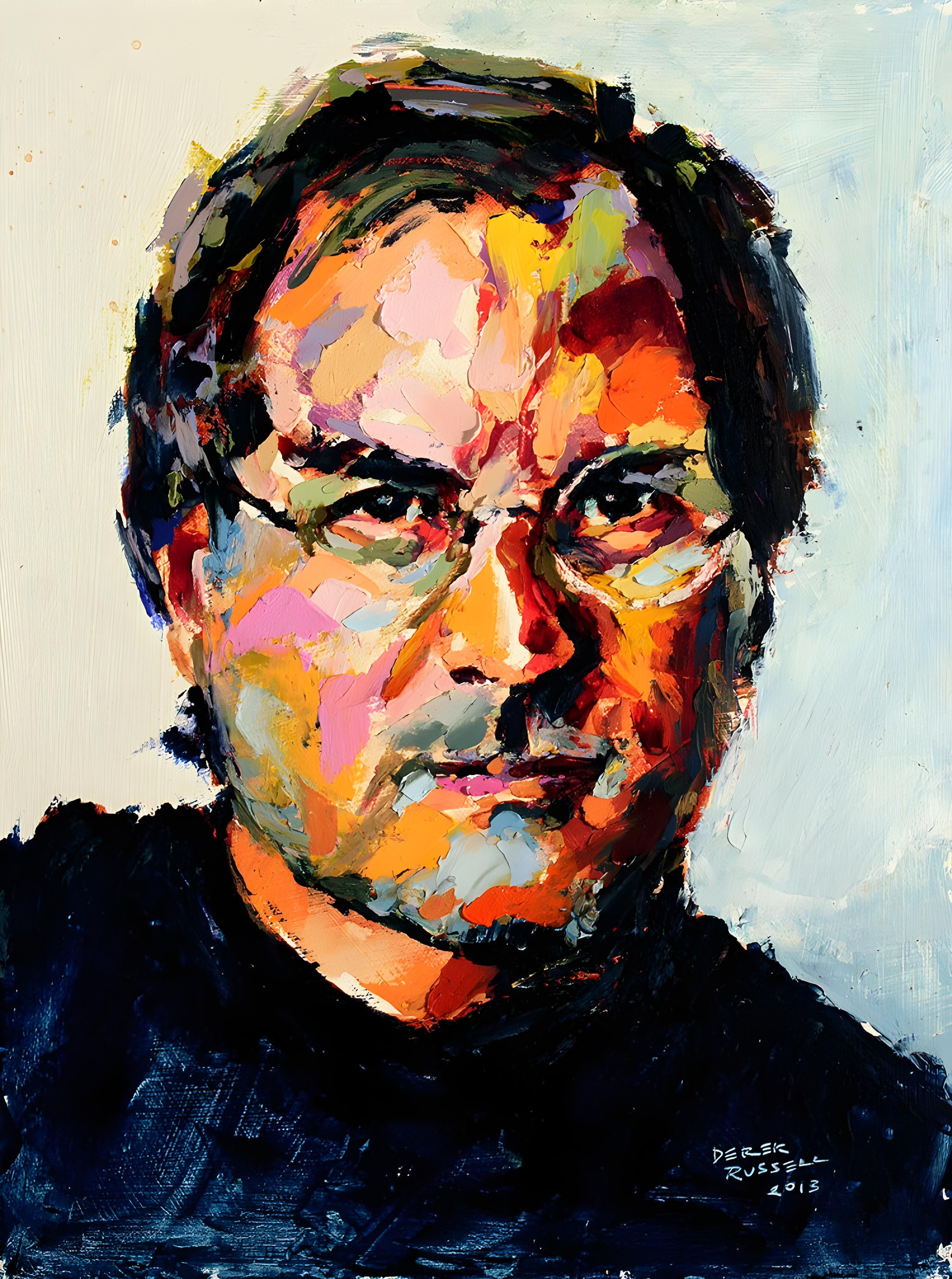 Vinyl Decal, Vibrant Oil Portrait of a Prominent Individual, a Striking Piece of Modern Art for Coll