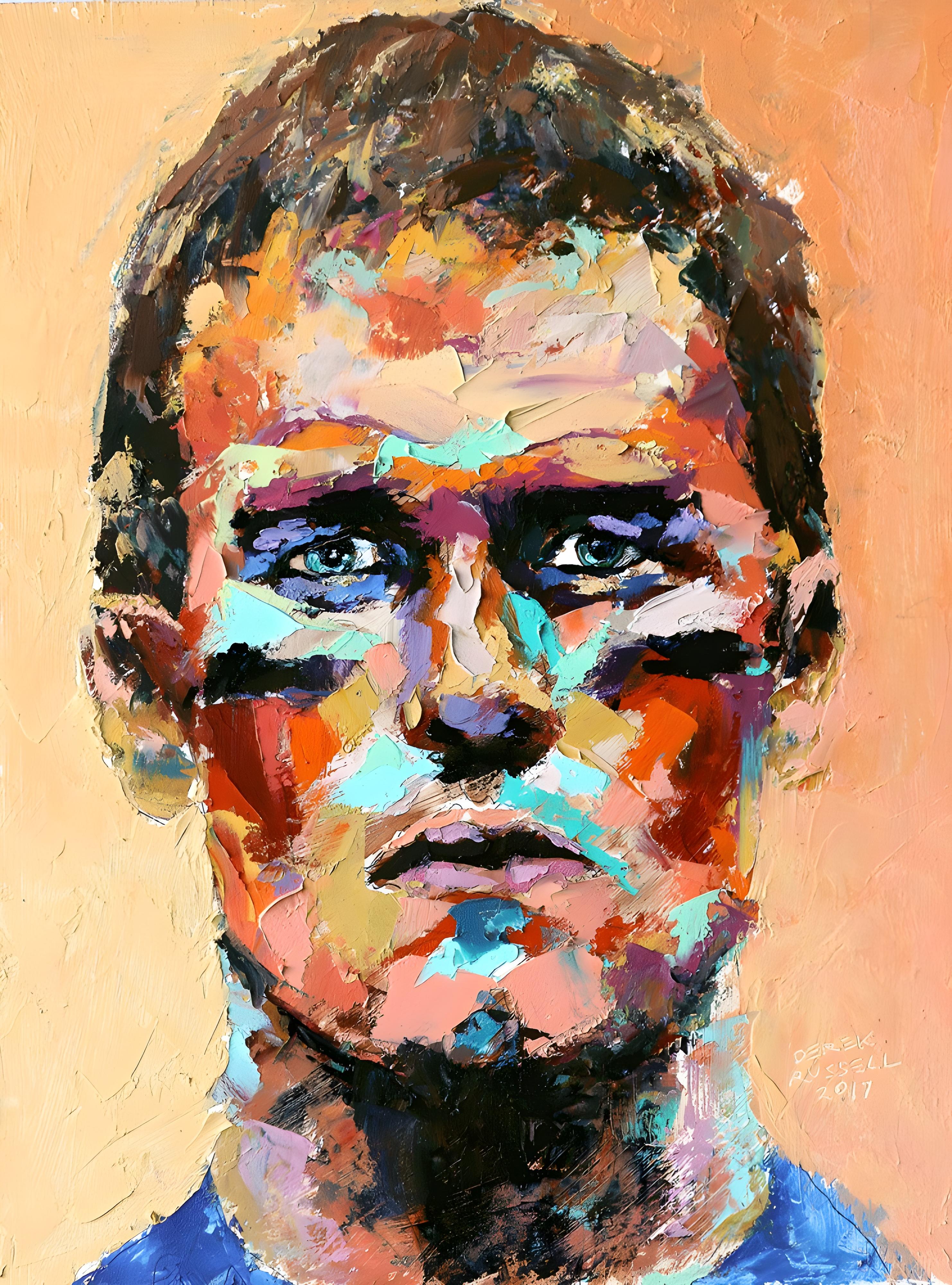 Vinyl Decal, Vibrant Expressionist Portrait Painting, Thick Texture Modern Wall Art, Bold Palette Ho