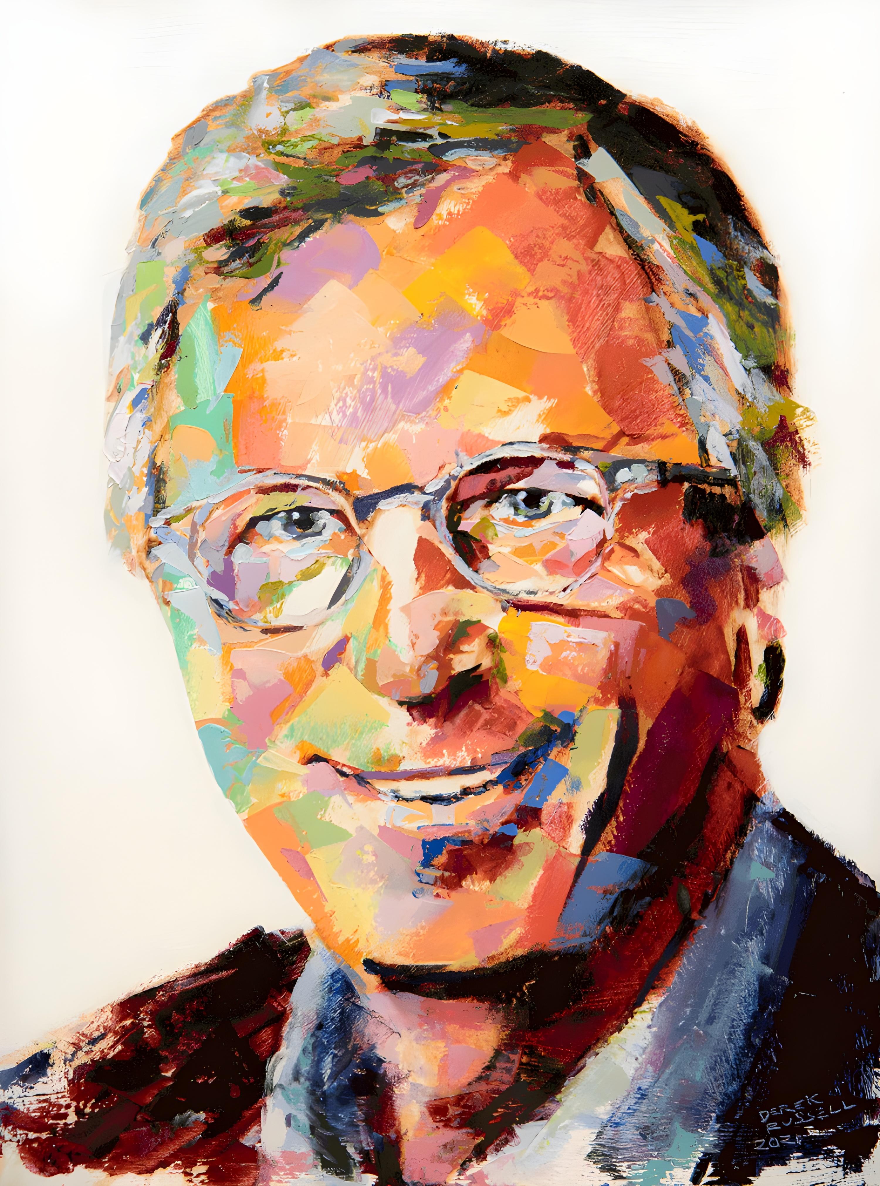Vinyl Decal, Colorful Impressionistic Portrait Artwork Print of a Distinguished Individual Wearing E