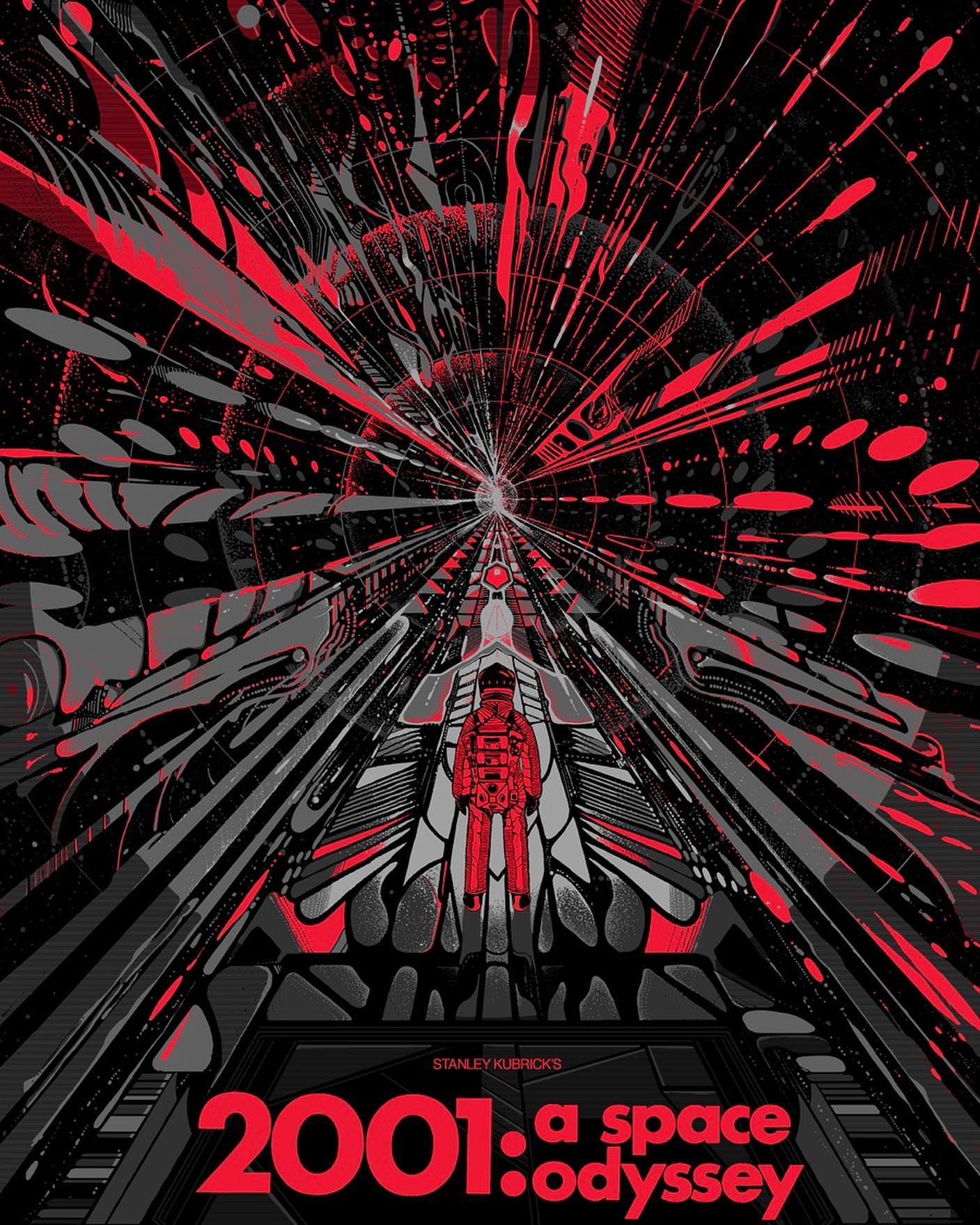 Vinyl Decal, Abstract Cosmic Journey Art Print | Striking Red and Black Space Exploration Poster | M