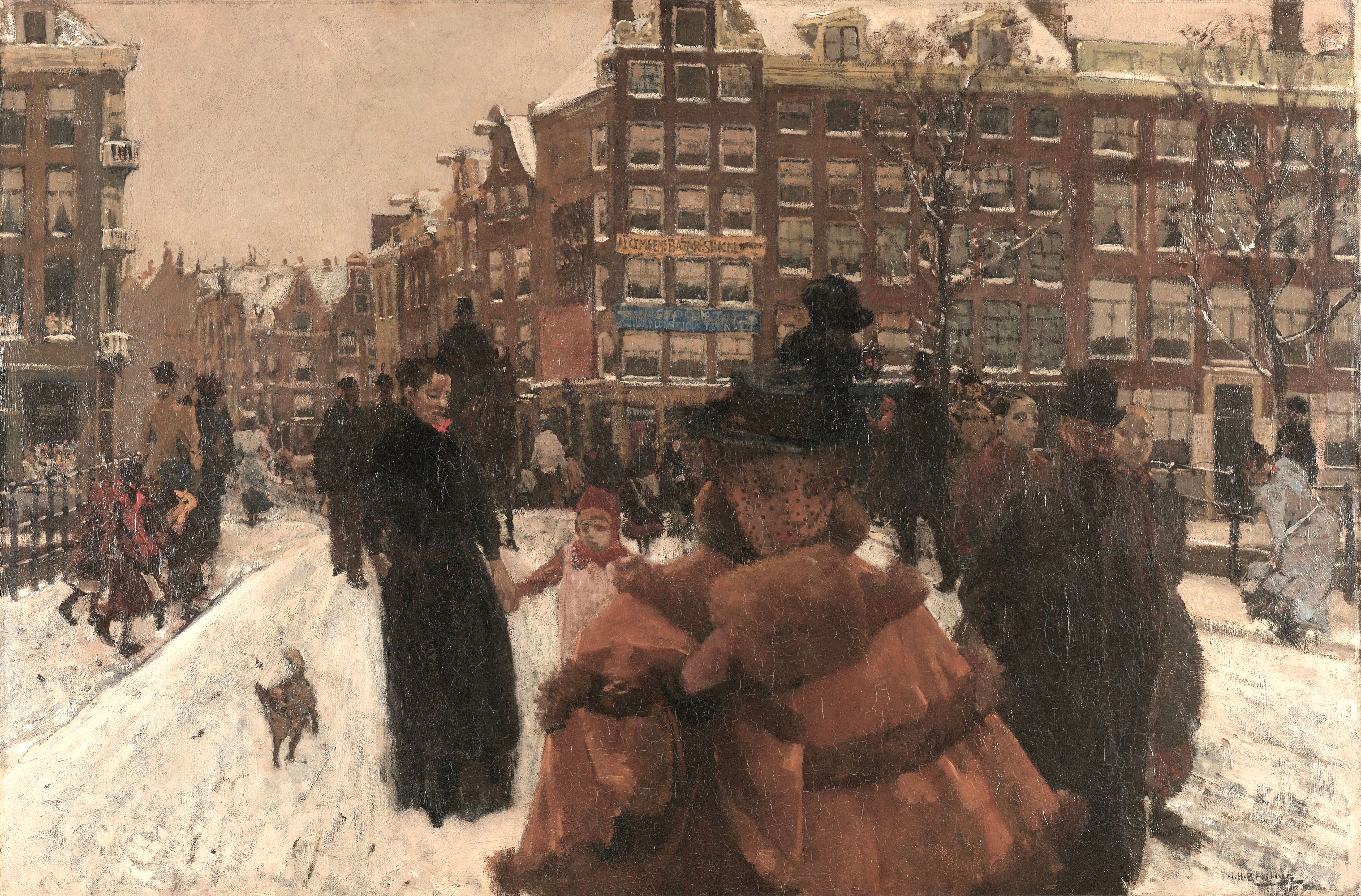 Vinyl Decal, Classic Winter Cityscape Scene Captured in a Beautiful Painting Reproduction (5" x 7")
