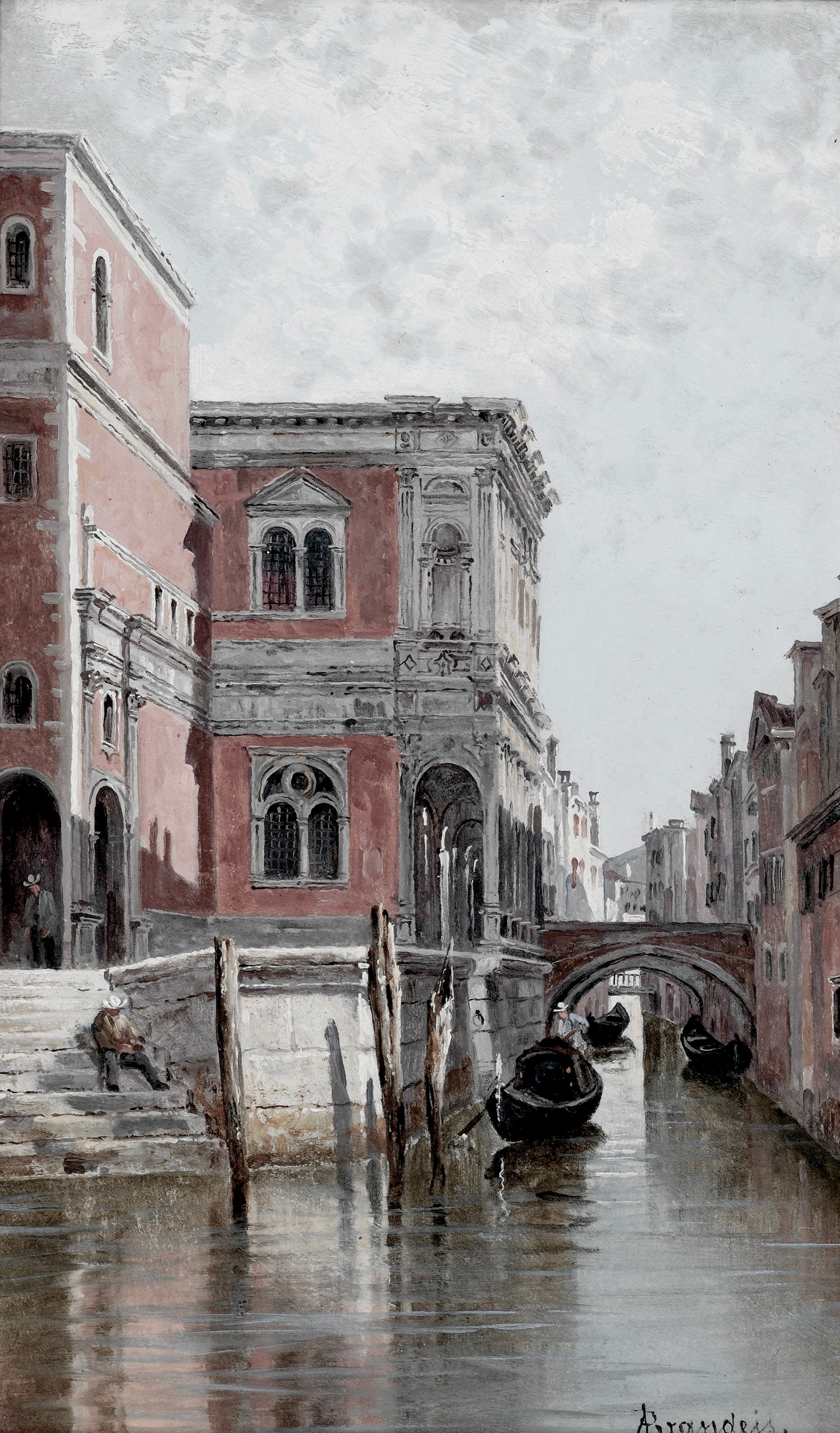 Vinyl Decal, Classic European Cityscape Artwork Print, Serene Waterway Scene, Historic Architecture 