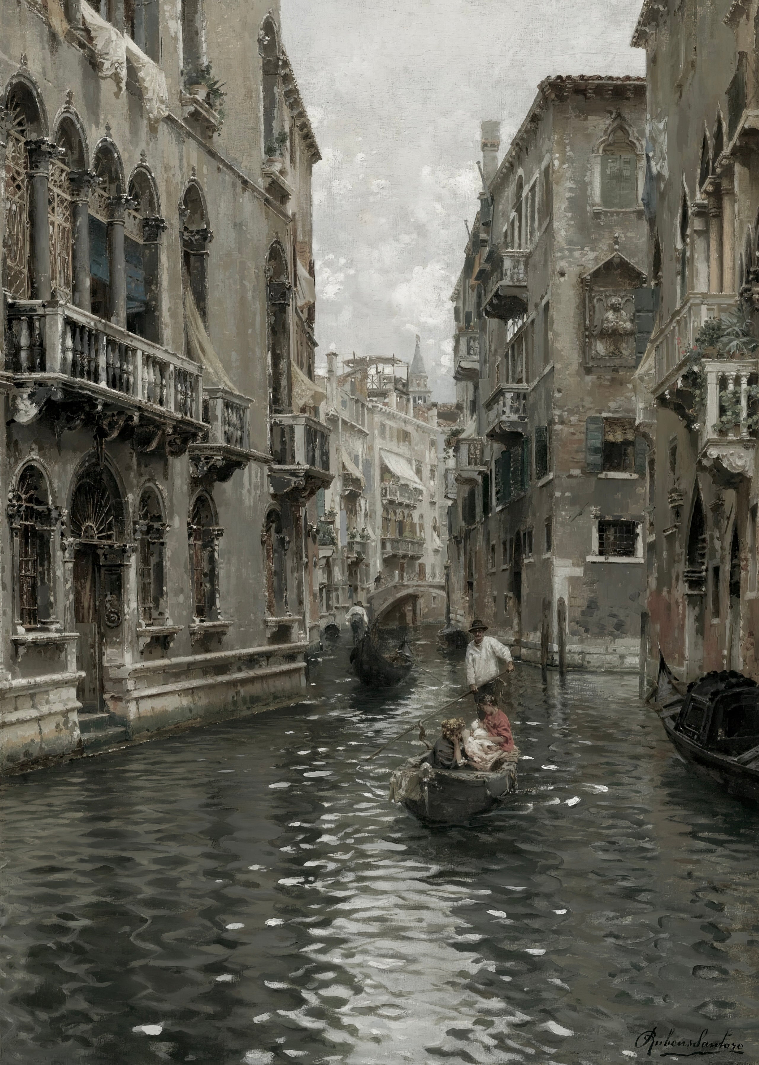 Vinyl Decal, Classic European Waterway Scene Wall Art Decor for Home or Office Display (5" x 7")