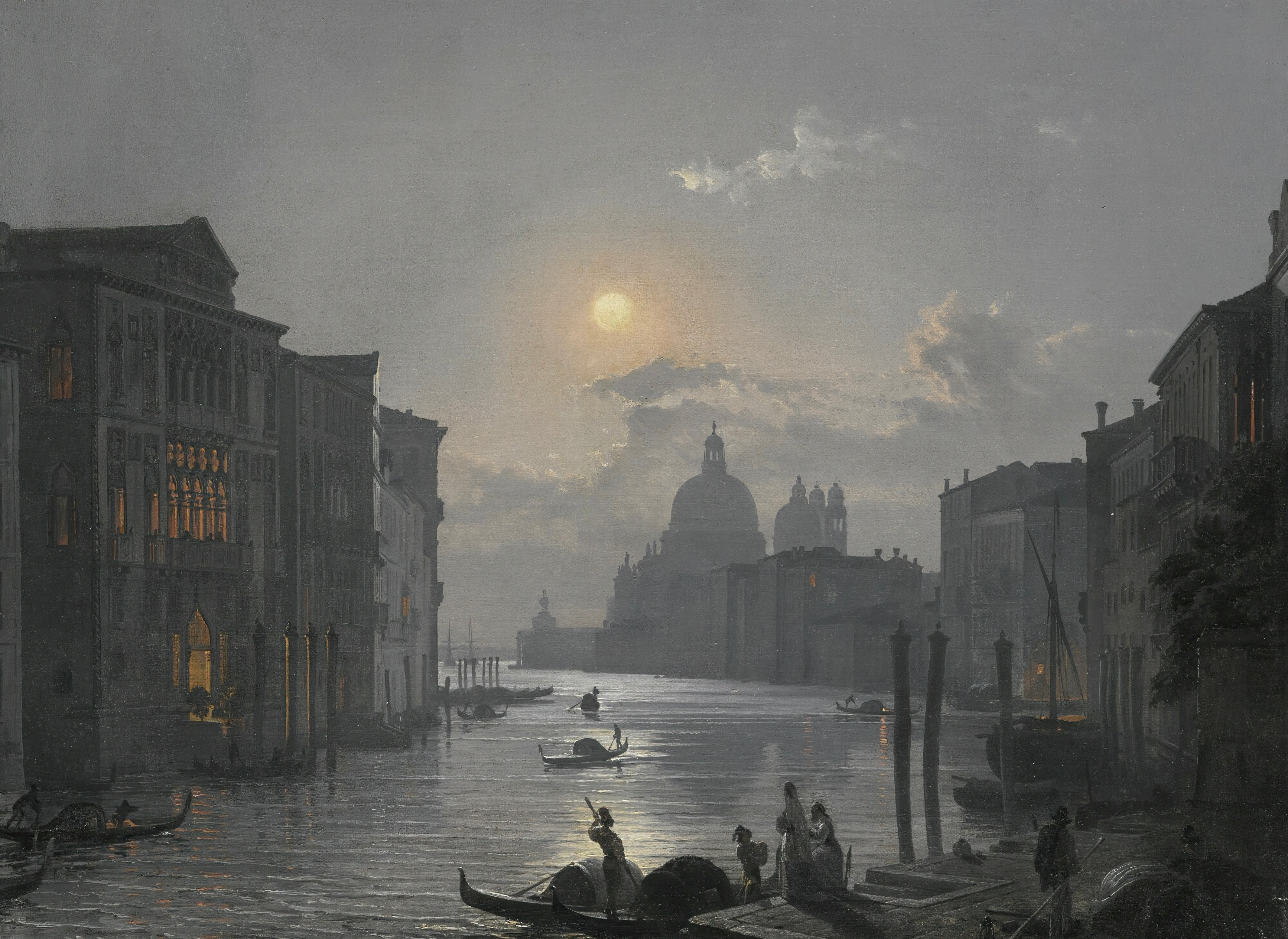 Vinyl Decal, Venice Grand Canal Evening View Fine Art Print Wall Decor Classic European Cityscape Ar