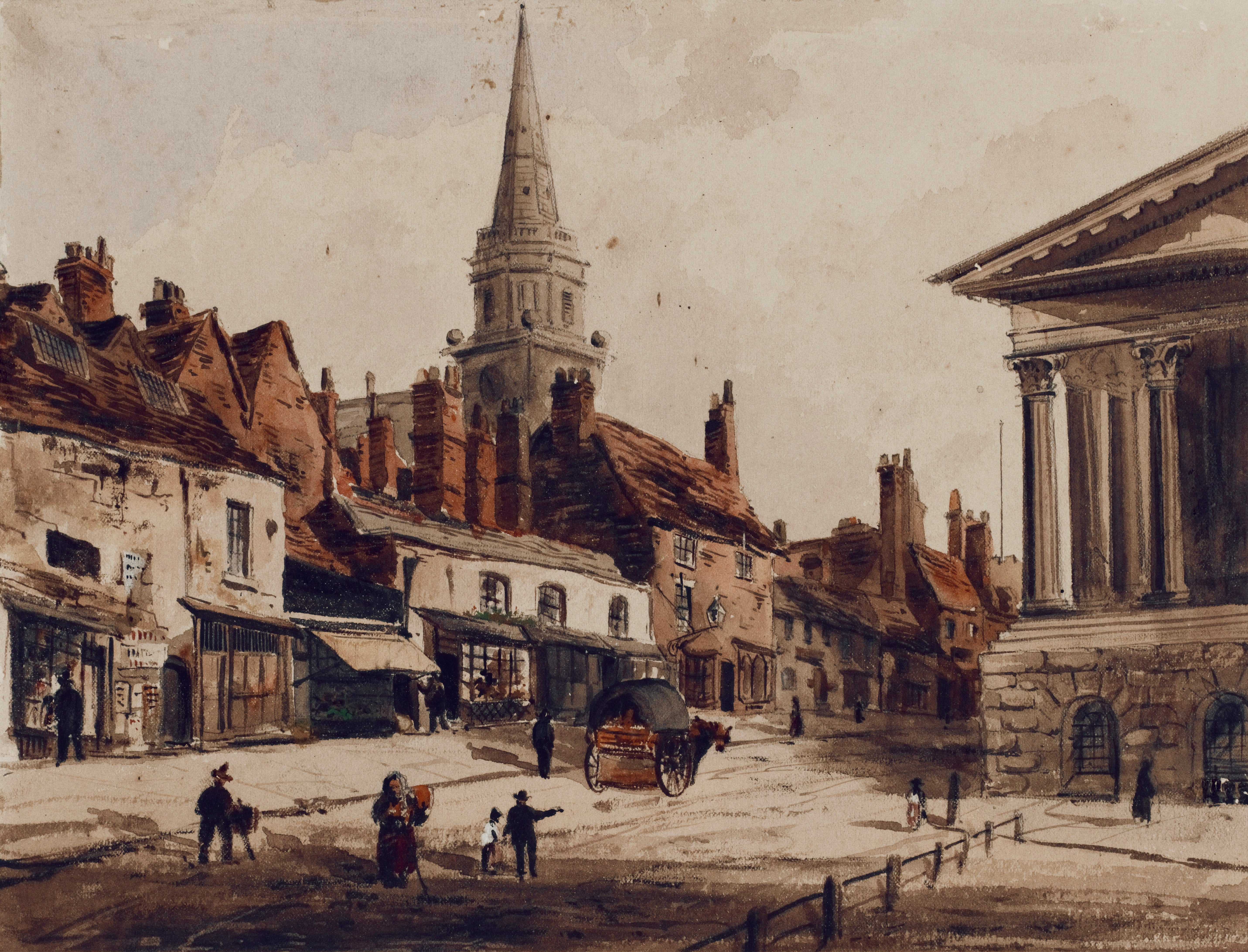 Vinyl Decal, Charming Depiction of 19th-Century Urban Life, Captured with Delicate Brushwork and War