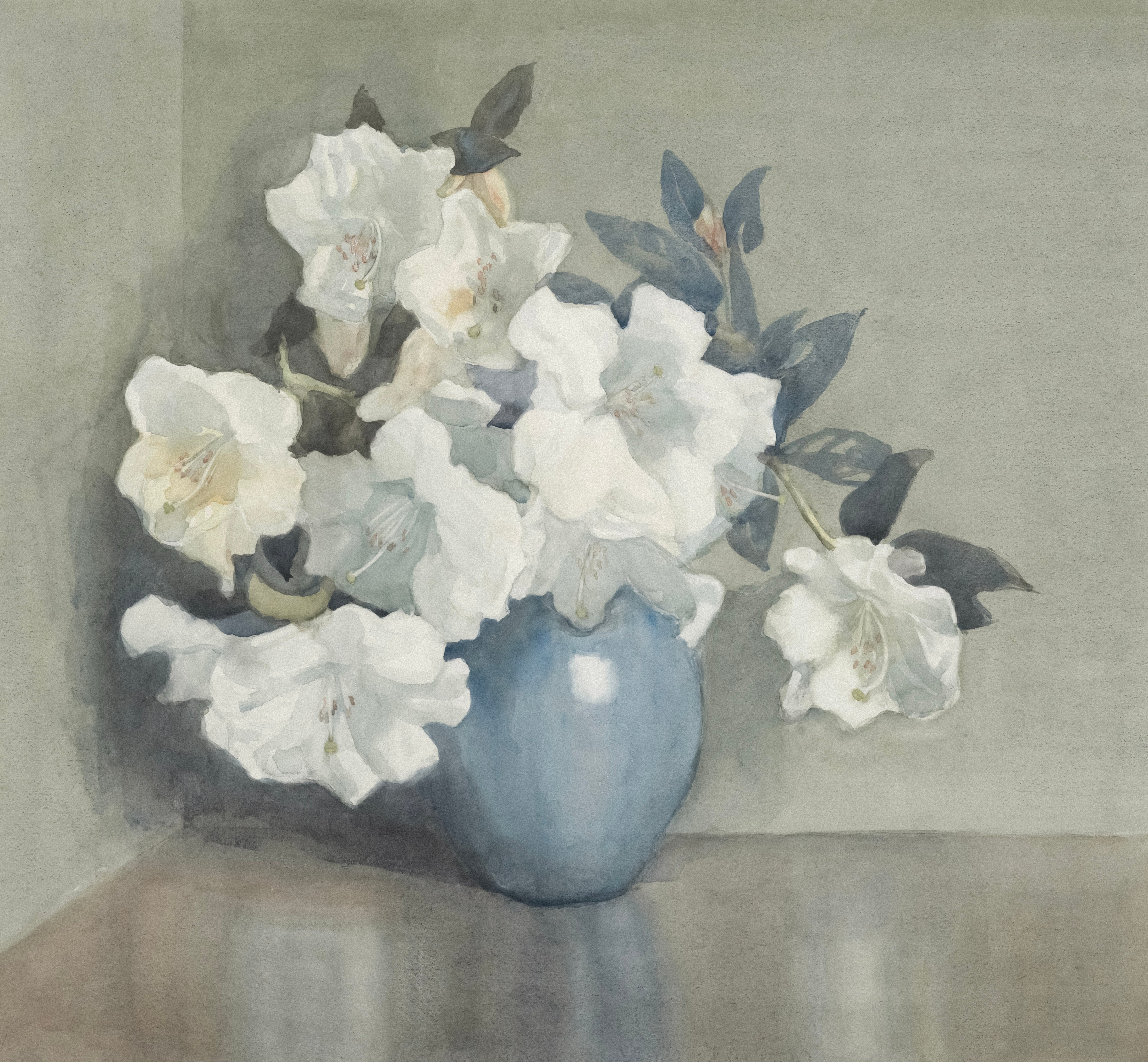 Vinyl Decal, Aesthetic Botanical Art Print of White Blossoms in a Classic Vessel (5" x 7")