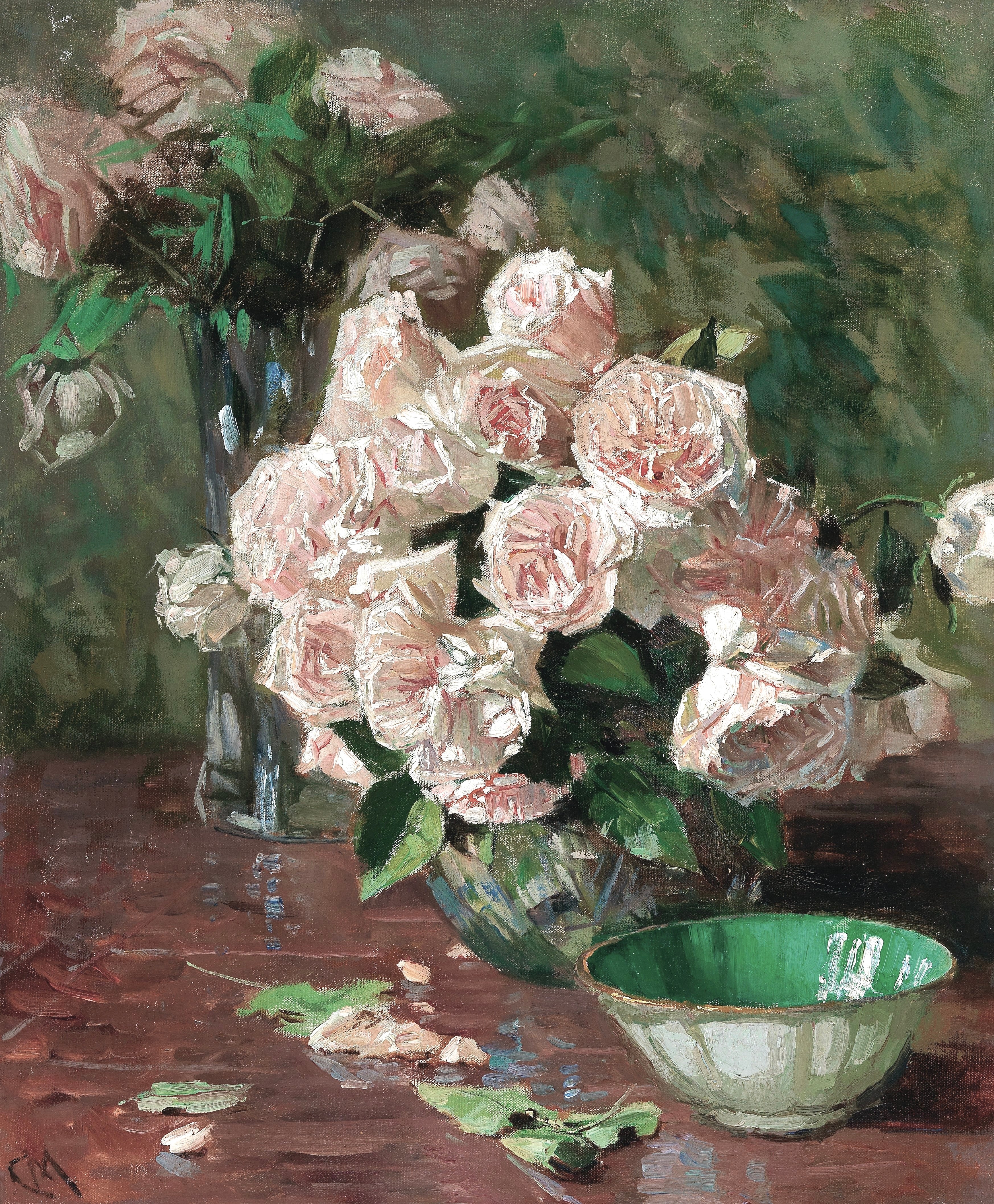 Vinyl Decal, White Roses Flower Painting Canvas Print Wall Art for Home Decor Bedroom Living Room Ki