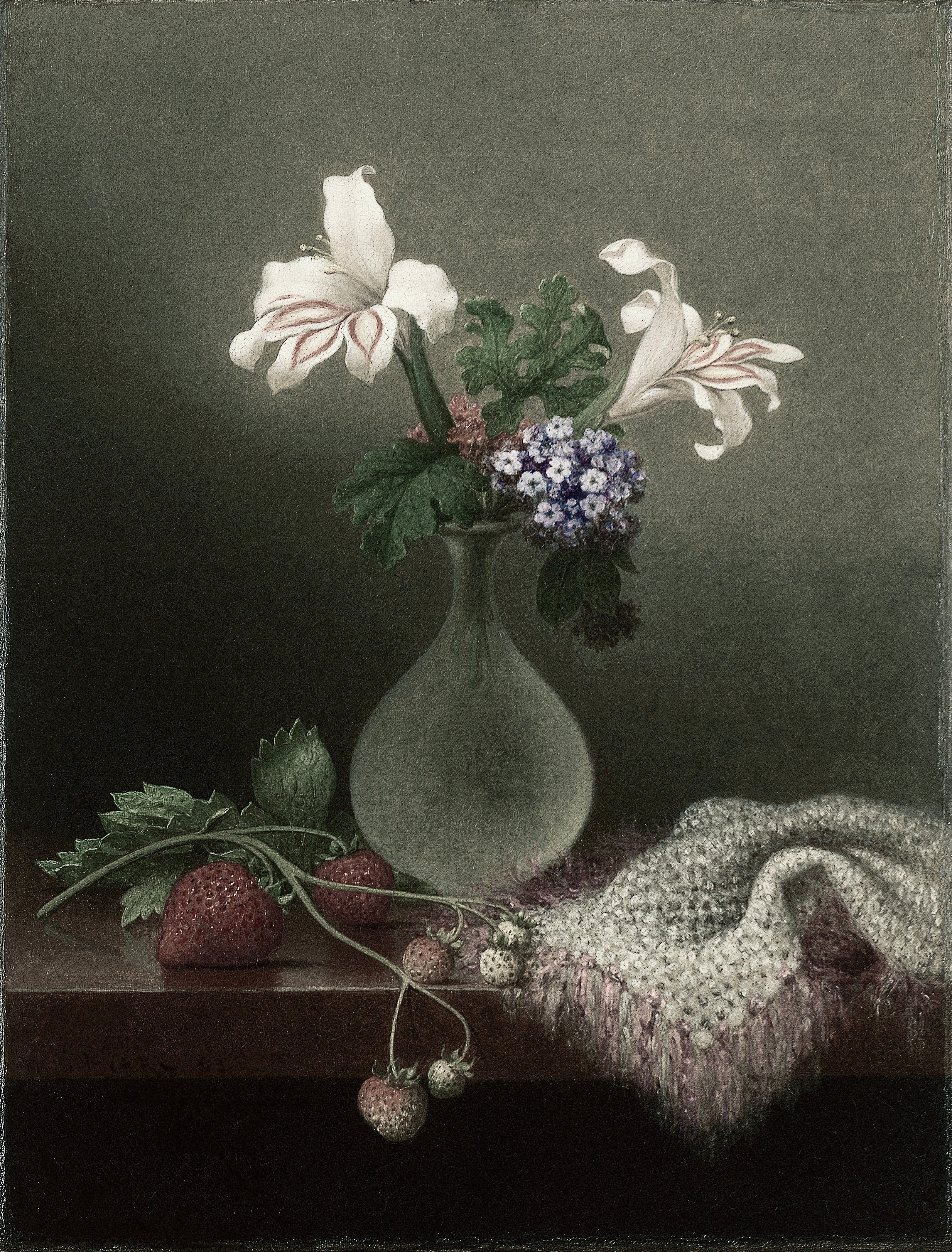 Vinyl Decal, Classic White Lily and Berry Picture (5" x 7")