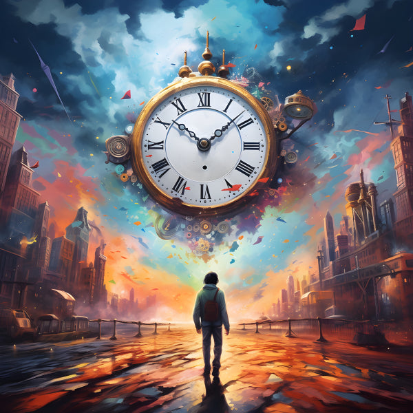 Vinyl Decal, Surreal Cityscape Time Art Print (5" x 7")